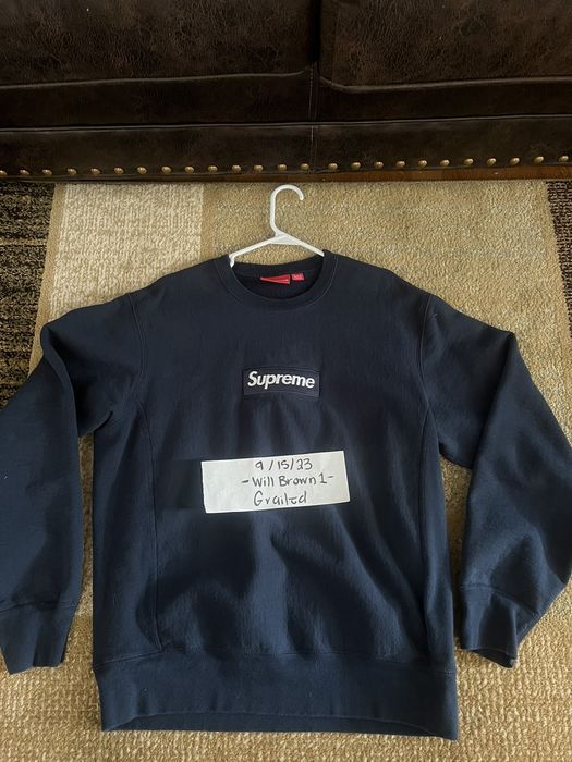 Supreme NAVY SUPREME BOX LOGO CREWNECK (L) | Grailed