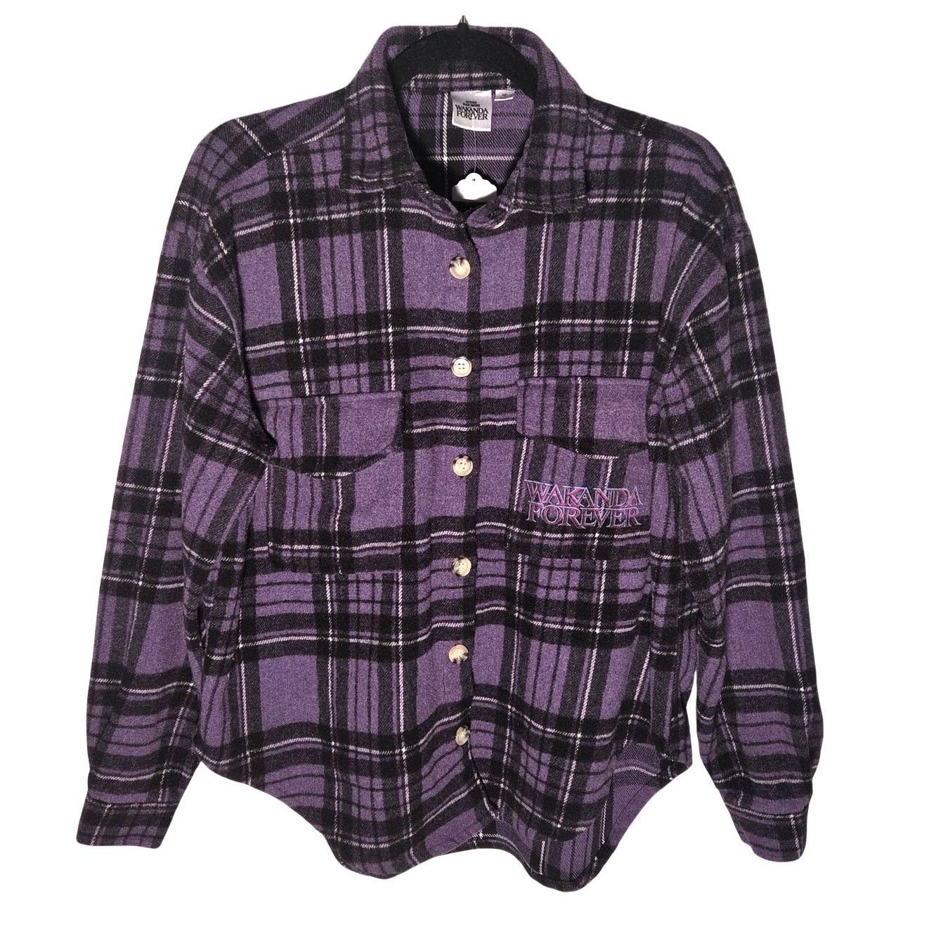 Marvel Comics Purple Plaid Black Panther Wakanda Forever Button Up Shirt Size M / US 6-8 / IT 42-44 - 1 Thumbnail