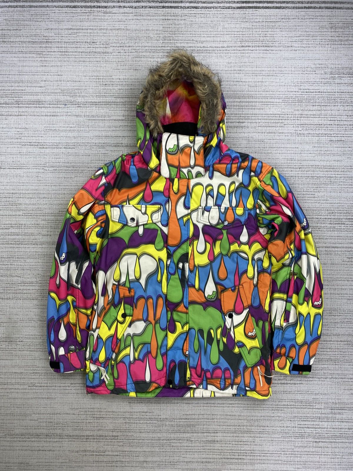 Vtg Spoon Quick Snowsuit Multicolor Fullzip Hoodie Jacket