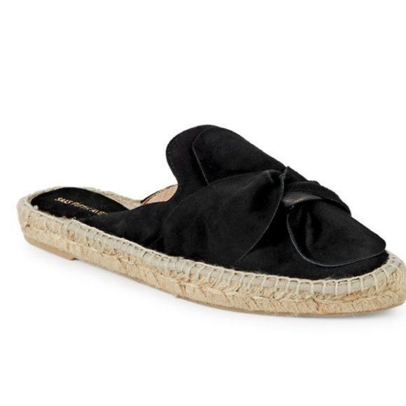 Saks Fifth Avenue Saks Fifth Avenue Black Suede Bow Espadrille Mules Size US 7.5 / IT 37.5 - 5 Thumbnail