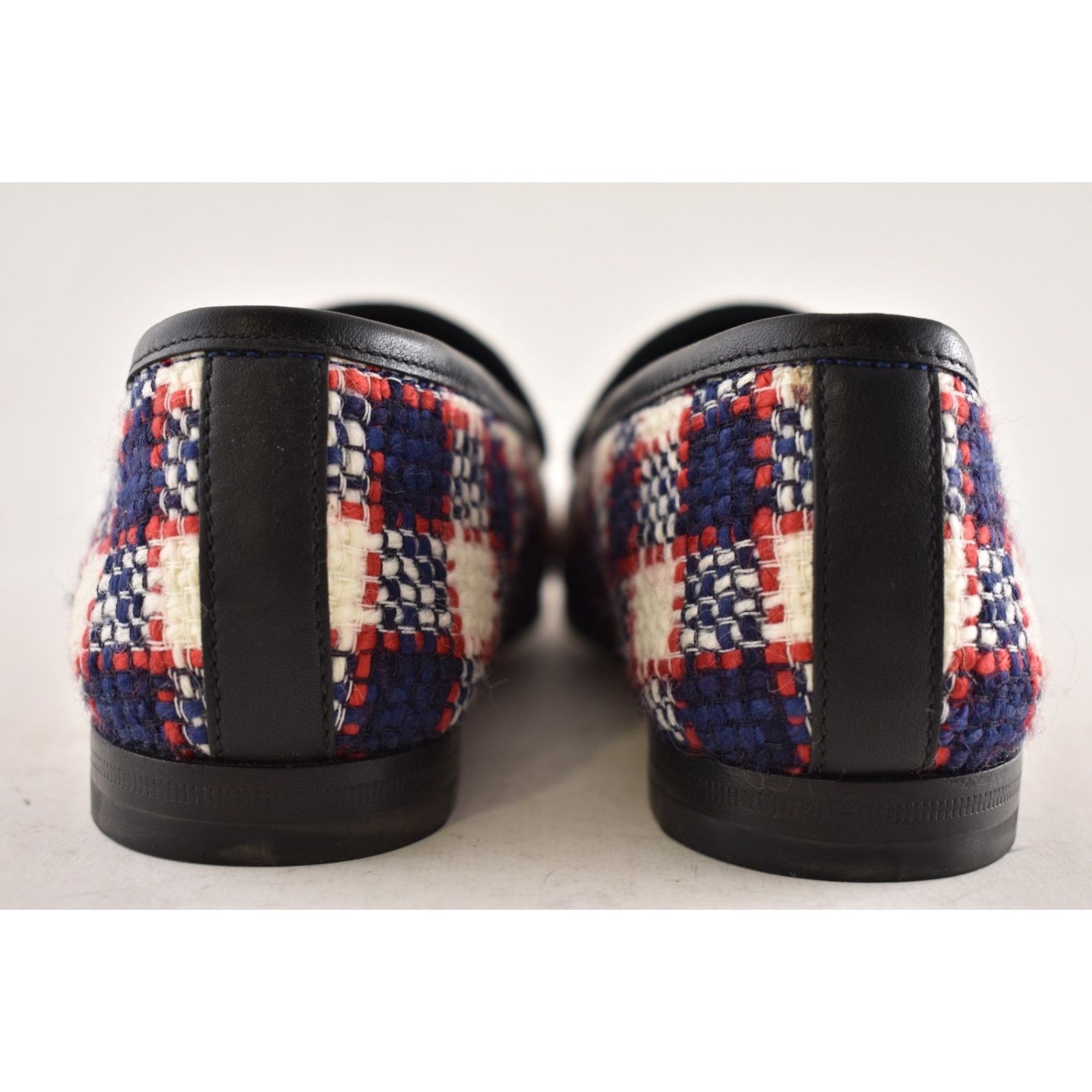 Gucci Gucci New Jordaan Blue Red White Black Tweed Check Size US 8.5 / IT 38.5 - 13 Thumbnail