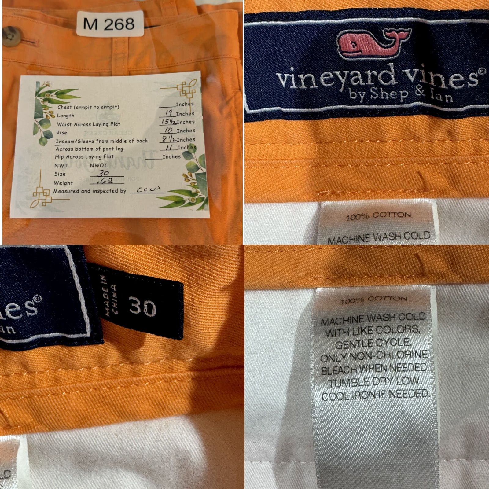Vineyard Vines Vineyard Vines Men’s Club Shorts 30 Orange 100% Cotton Mid-Rise Chino Casual, Travel, Workwear Mens Size US 30 / EU 46 - 8 Thumbnail