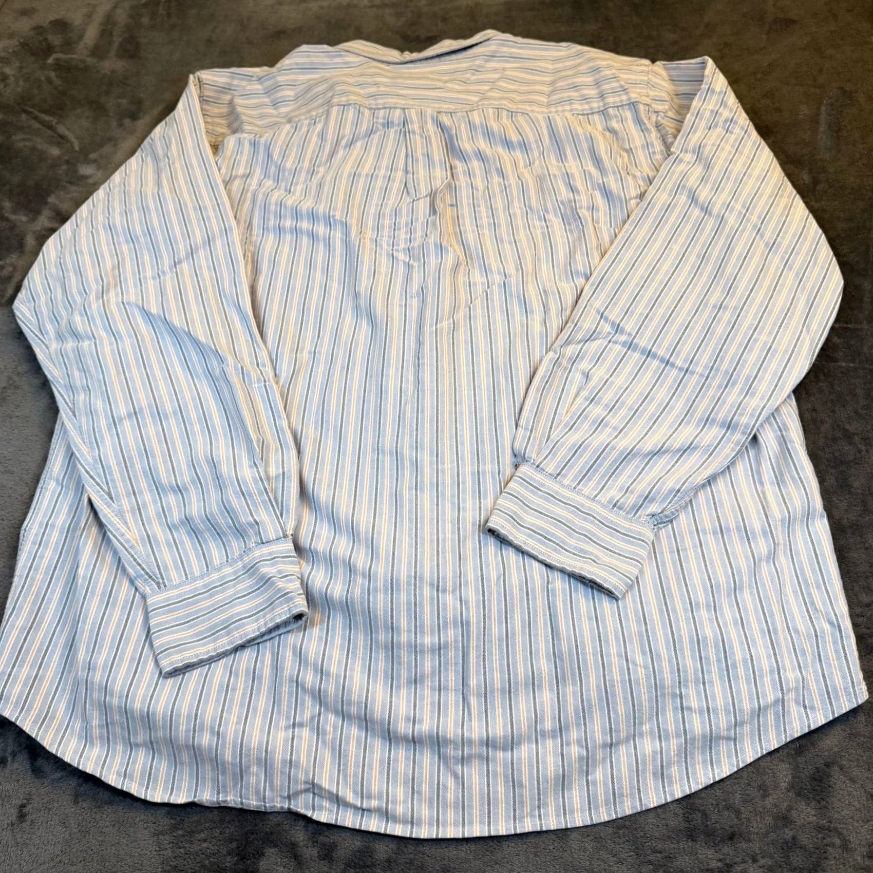 Eddie Bauer Eddie Bauer Mens XL Tall Relaxed Fit Striped Button-Down Shirt Blue Cotton Shirt Size US XL / EU 56 / 4 - 4 Thumbnail