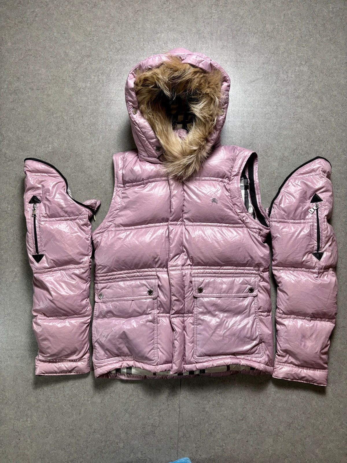 Burberry Burberry puffer fur jacket black label pink made in Japan Size US S / EU 44-46 / 1 - 5 Thumbnail