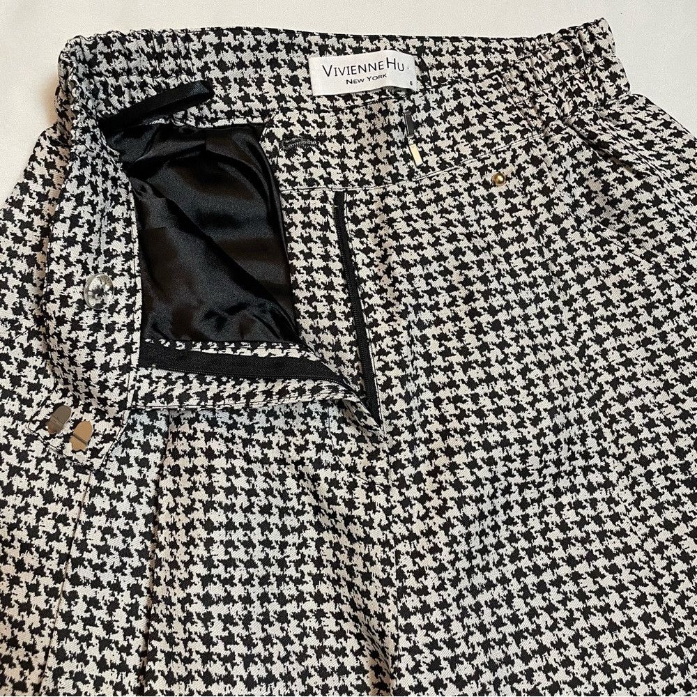 Other NWT New Vivienne Hu Pleated Houndstooth Patterned Pants Siz Size 26" / US 2 / IT 38 - 7 Thumbnail