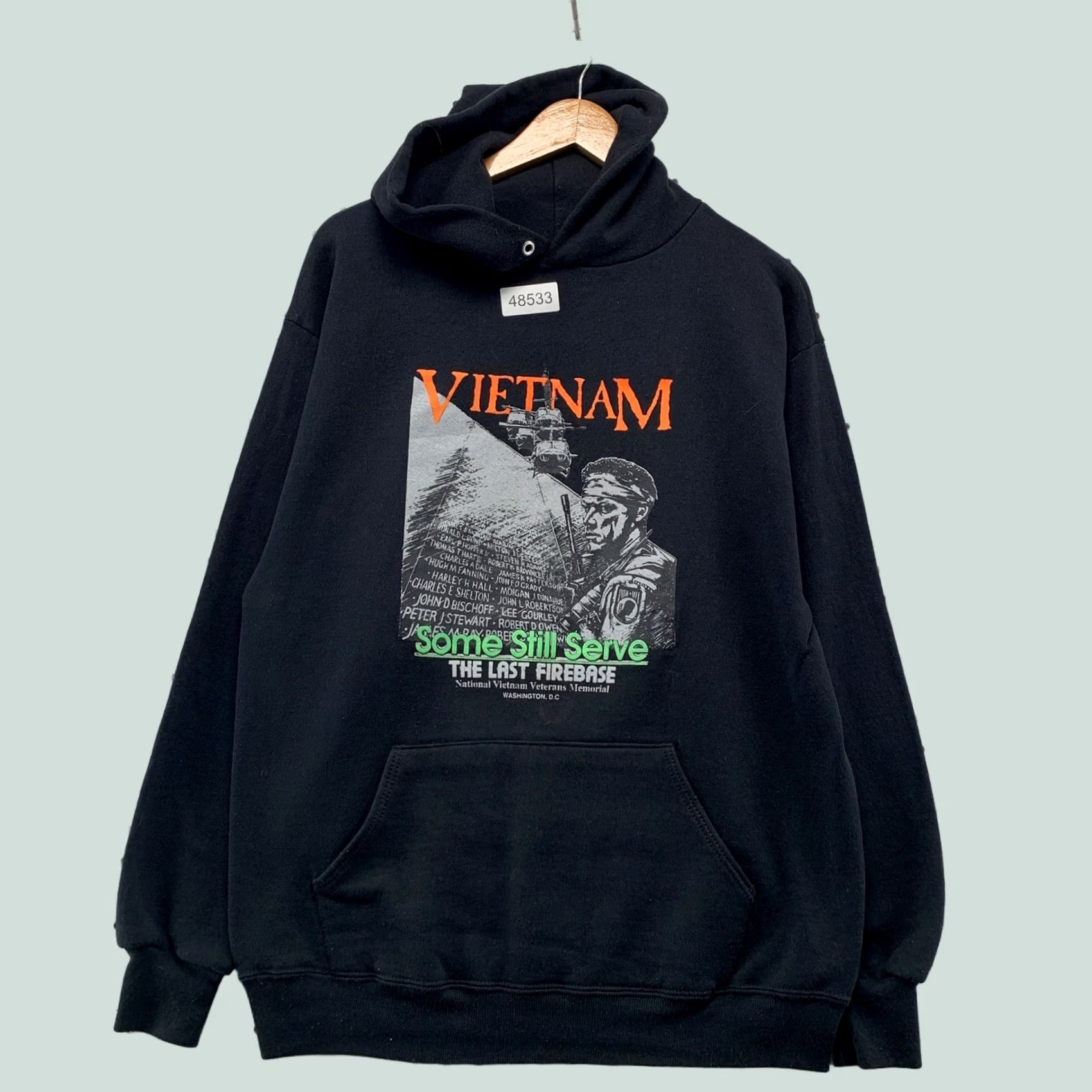 Jerzees VINTAGE Vietnam Veterans Hoodie XL Black Some Still Serve Mens 90s Size US XL / EU 56 / 4 - 1 Thumbnail