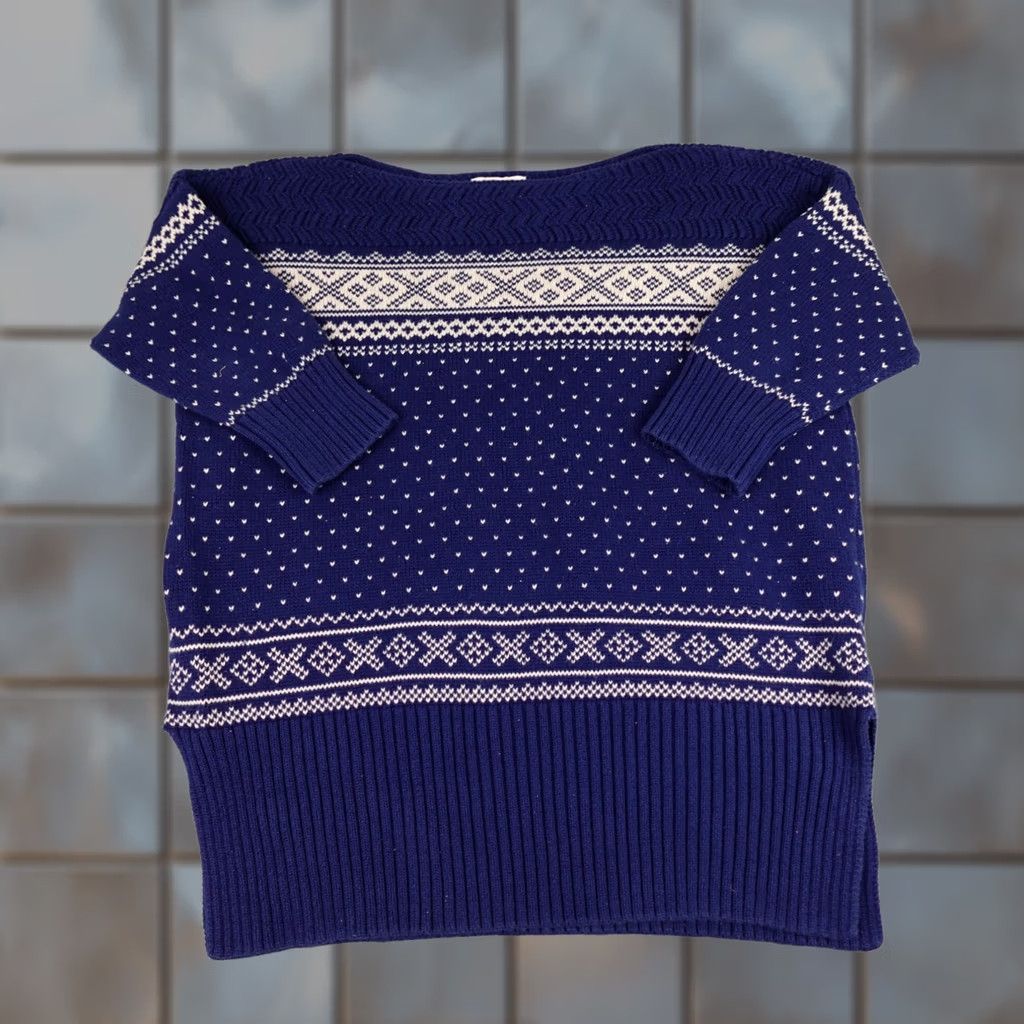 Ralph Lauren Denim & Supply Ralph Lauren Sweater Dress Womens L Blue Fair Isle 3/4 Sleeve Pullover Knit Crew Neck Size L / US 10 / IT 46 - 1 Thumbnail