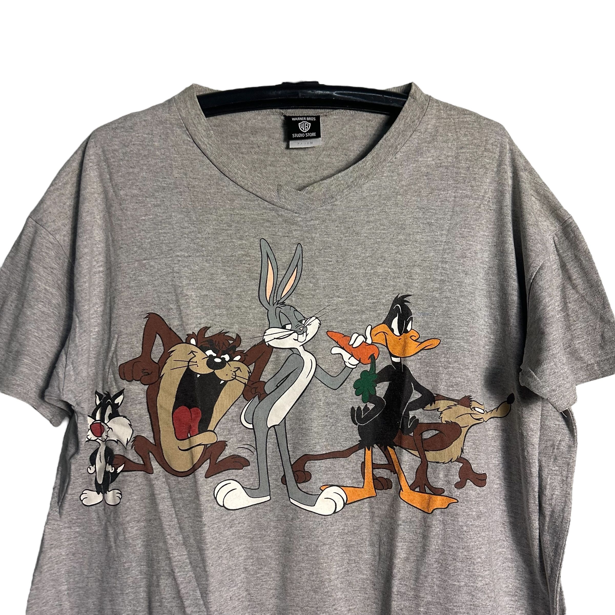 Warner Bros 🔥RARE🔥Vtg Looney Tunes Warner Bros Biggie V-Neck T-shirt Size US M / EU 48-50 / 2 - 2 Thumbnail