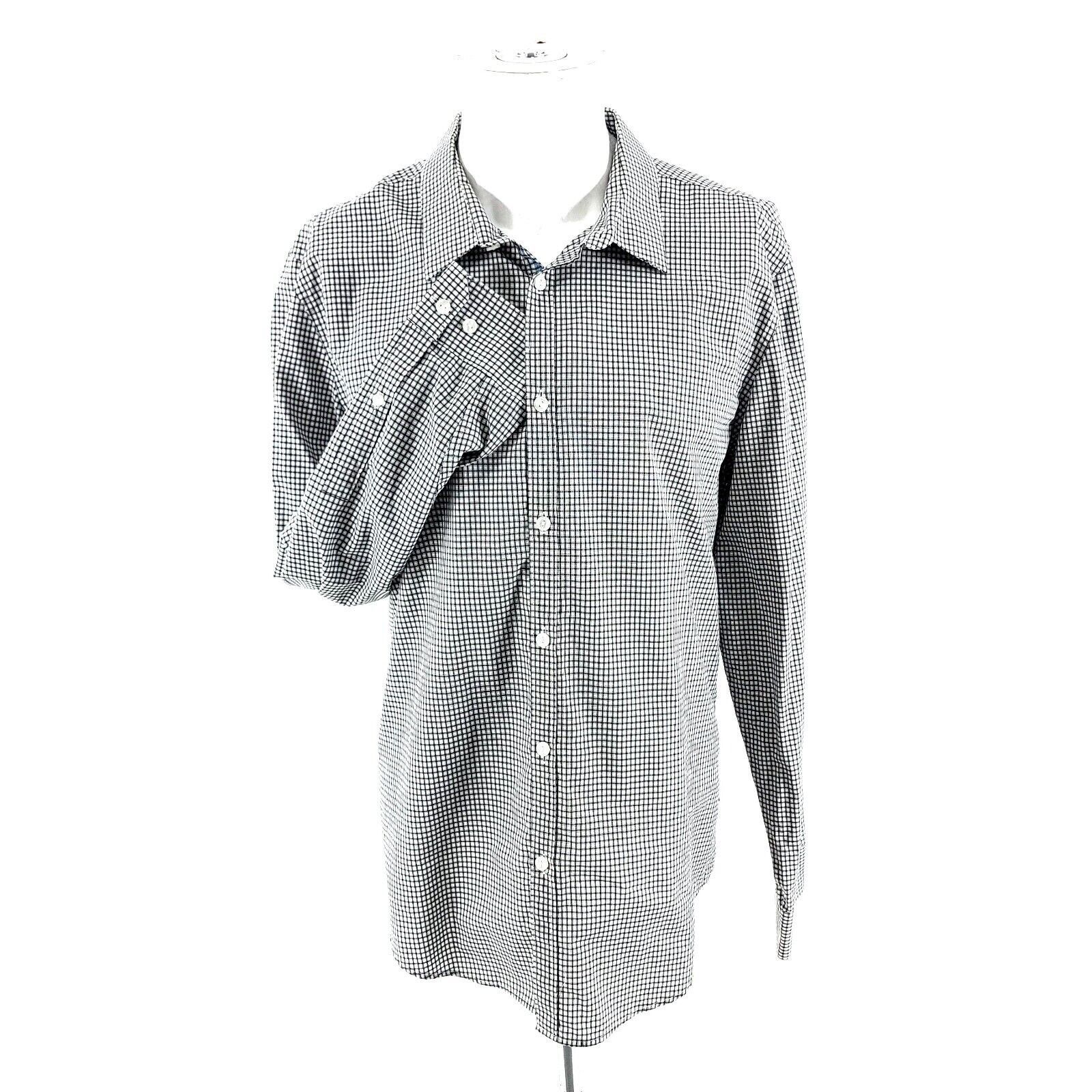 Calvin Klein Calvin Klein Slim Fit Large Cotton White Black Plaid Button Size US L / EU 52-54 / 3 - 1 Thumbnail