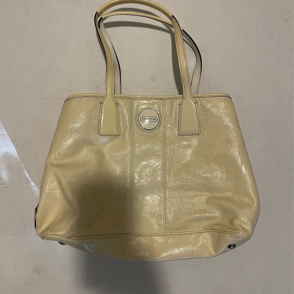 Coach Coach F15658 SV/WT Medium Satchel Handbag - SV Yellow Size ONE SIZE - 1 Thumbnail