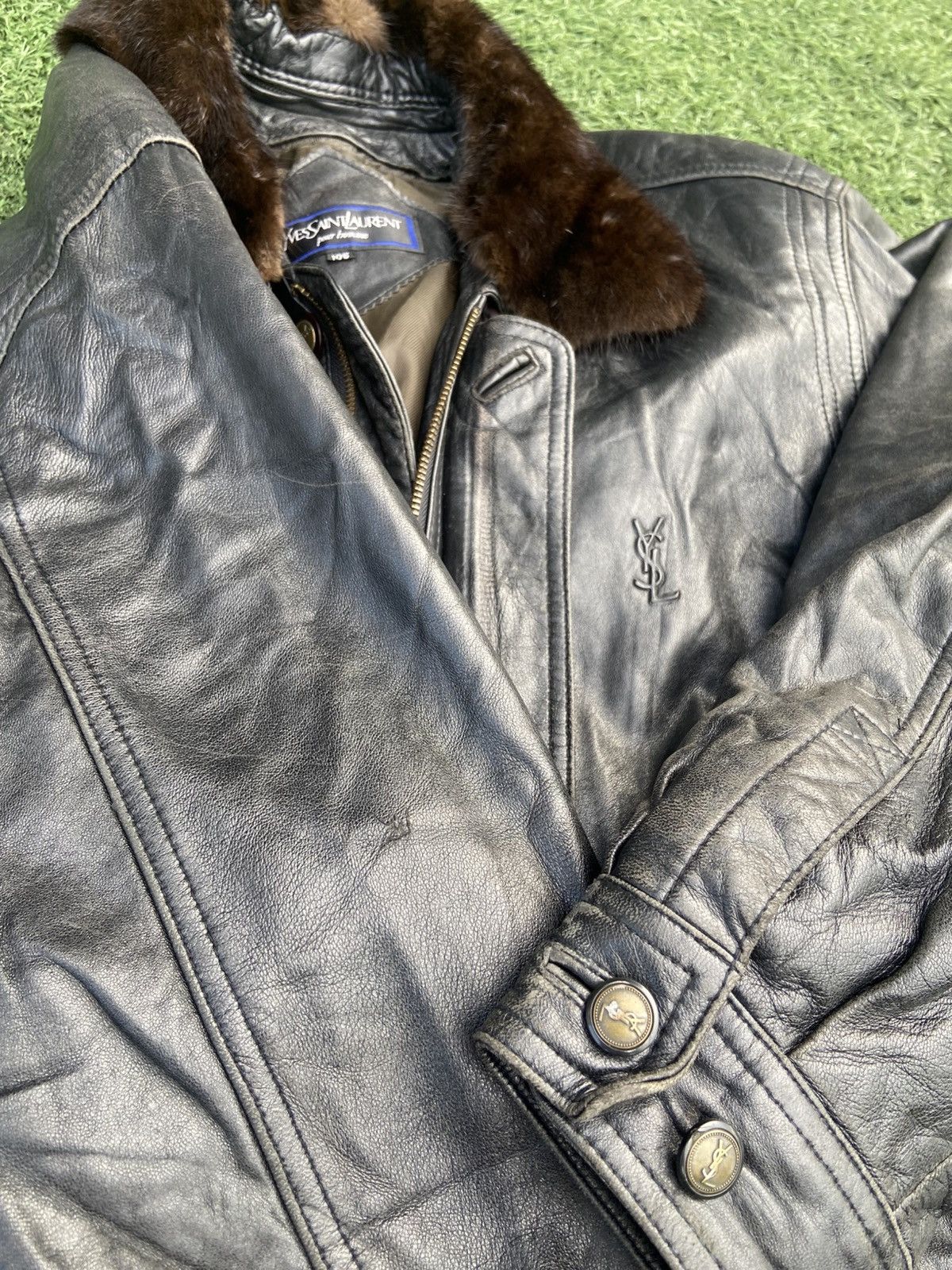 Saint Laurent Paris Vintage Yves Saint Laurent Black Leather Jacket Size US L / EU 52-54 / 3 - 6 Thumbnail