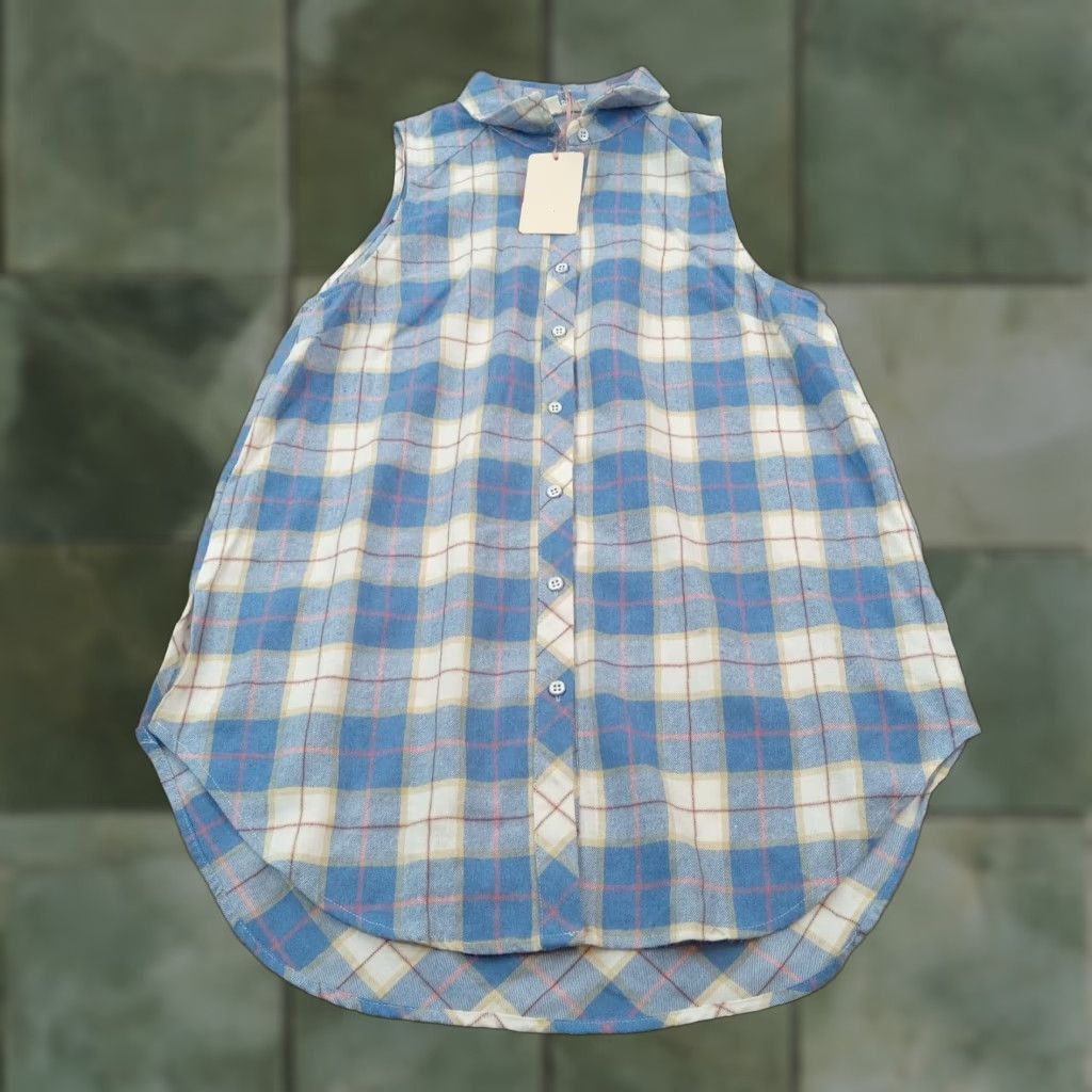 Vintage Entro Top Womens Medium Blue Plaid Sleeveless Button Up Shirt Size M / US 6-8 / IT 42-44 - 1 Thumbnail