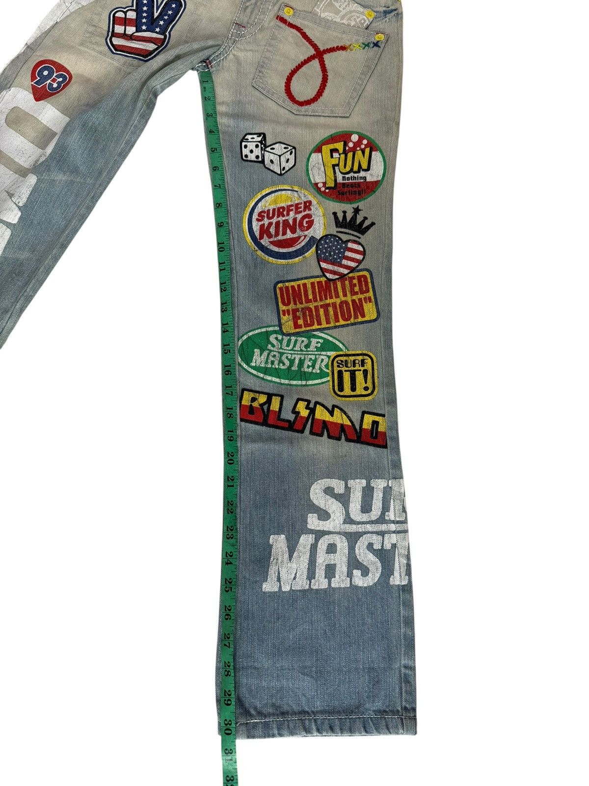 Japanese Brand Y2K Blue Moon Blue Denim Jeans Design Art Hippie Style Size US 28 / EU 44 - 16 Thumbnail