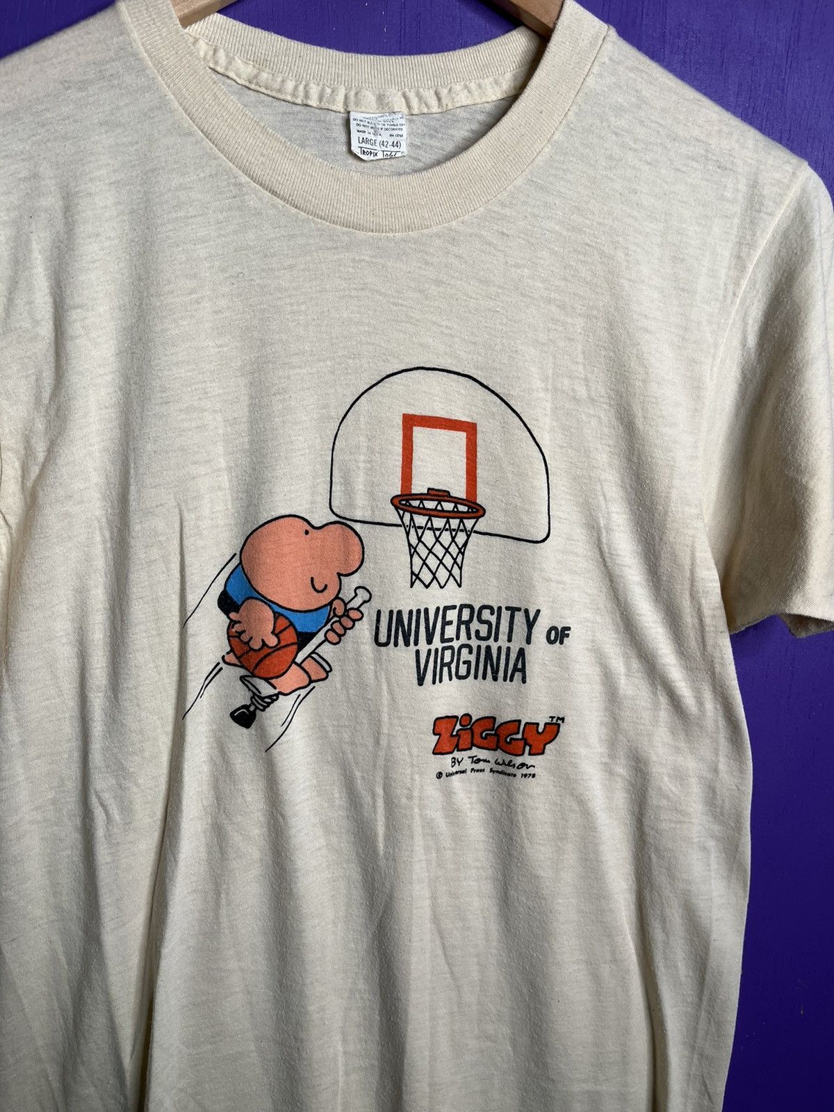 Vintage Vintage 1978 Ziggy university of Virginia t-shirt Size US M / EU 48-50 / 2 - 3 Thumbnail
