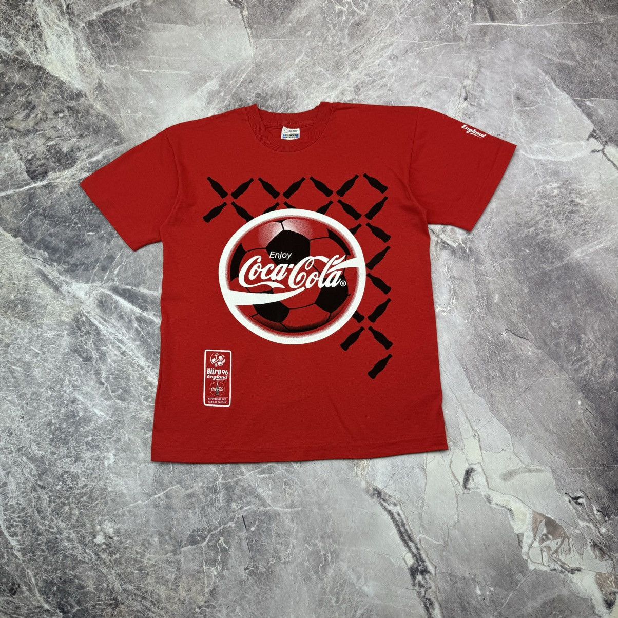Coca Cola × Vintage Vintage Coca Cola T shirt Uefa Euro 96 Promo 1994 XL Soccer Size US XL / EU 56 / 4 - 1 Thumbnail