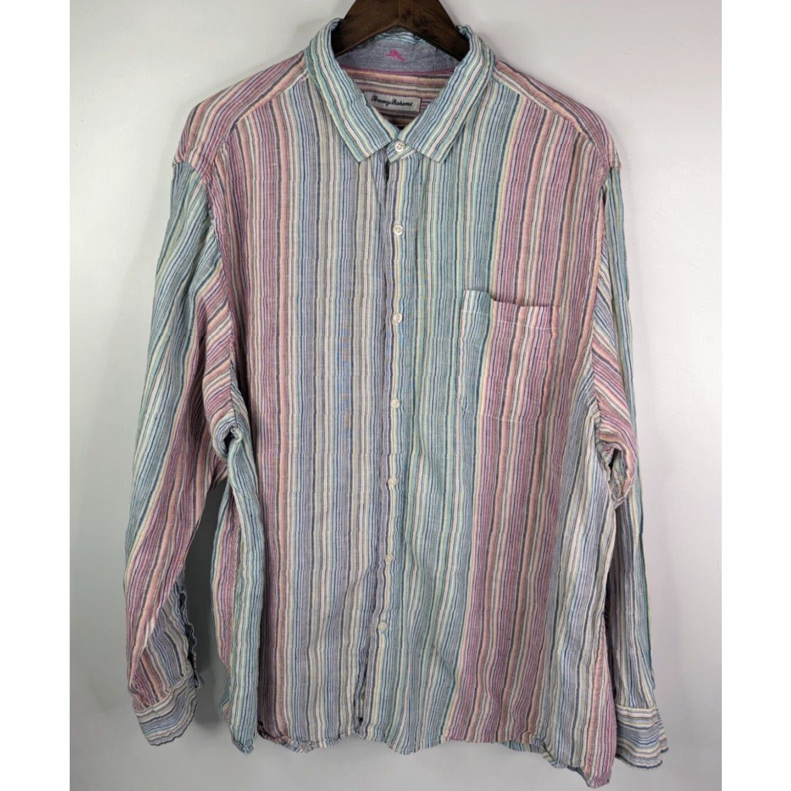 Tommy Bahama Tommy Bahama Shirt Mens 2XL Linen Long Sleeve Button Up Striped Colorful Size US XXL / EU 58 / 5 - 2 Thumbnail