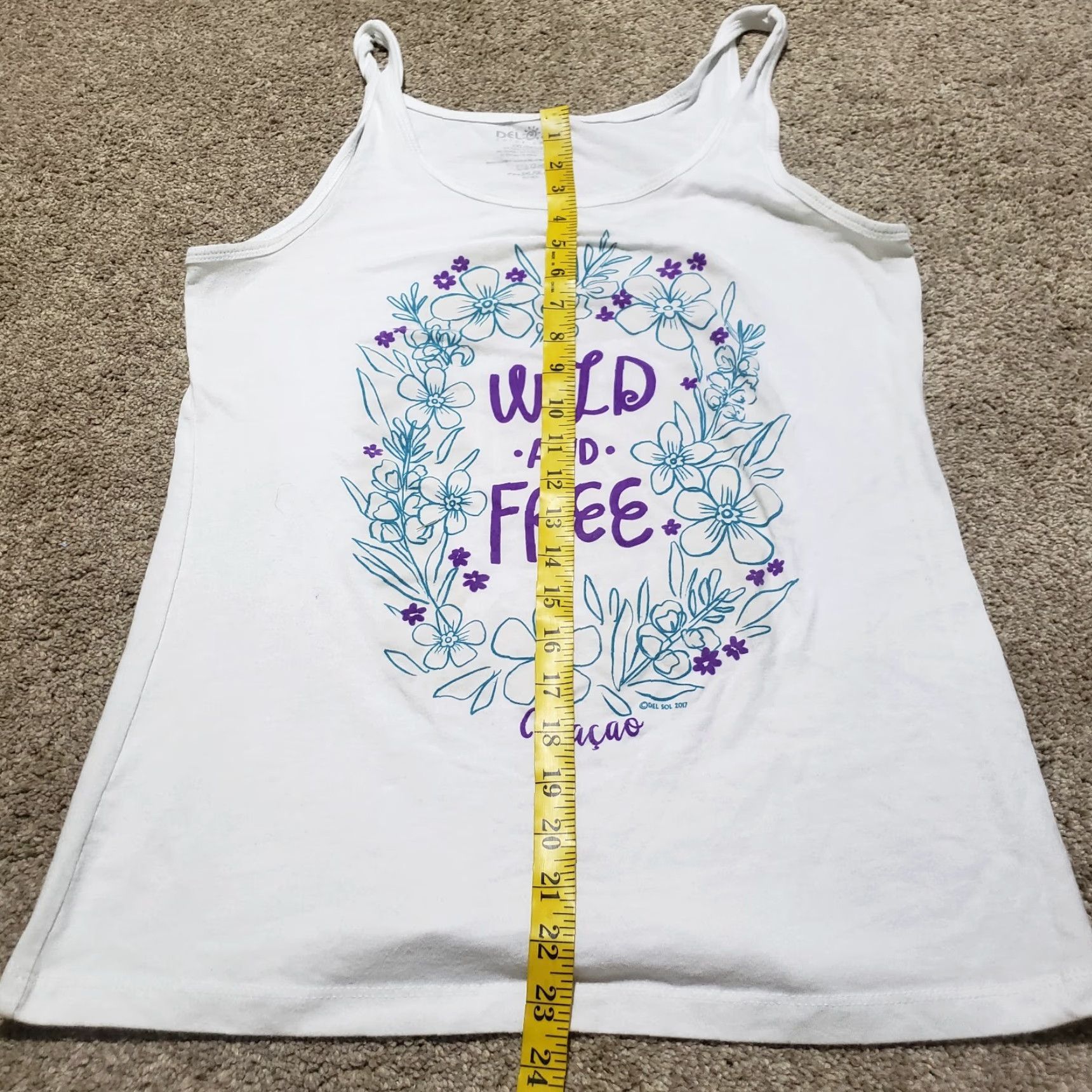 Vintage Wild & Free White Floral Flowers Spaghetti Strap Shirt Top Women's 2XL XXL Size XXL / US 16-18 / IT 52-54 - 6 Thumbnail