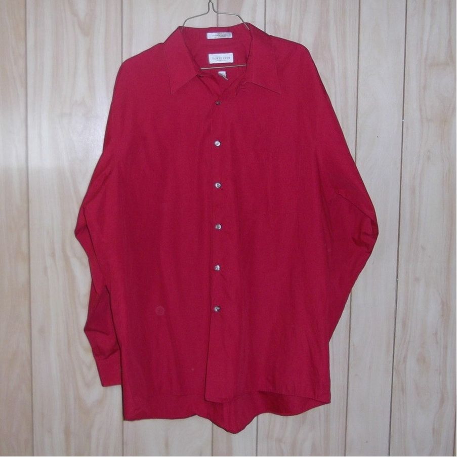 Van Heusen Van Heusen Collared Red Long Sleeve Men Shirt 17 34/35 XL Size US XL / EU 56 / 4 - 1 Thumbnail