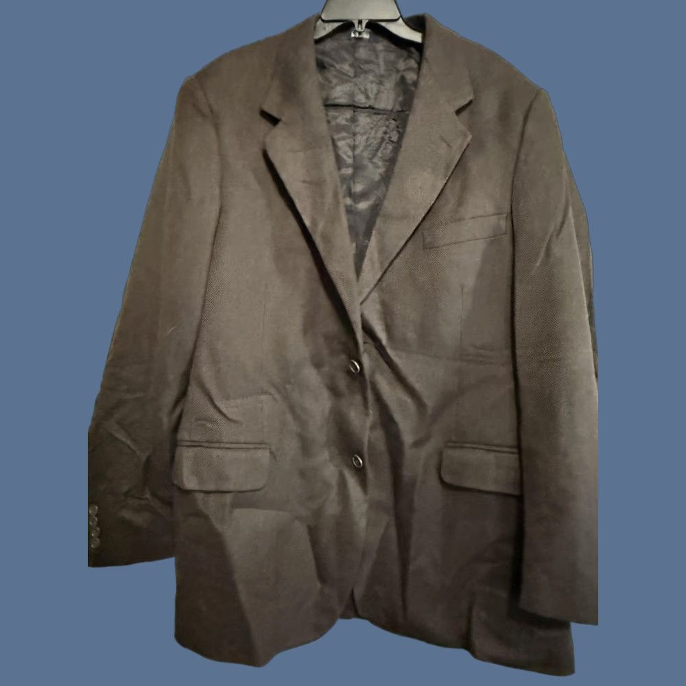 Vintage VINTAGE Paul Fredrick Blazer Sport Coat Mens 48 Brown Wool Cashmere Herringbone Italy Size 48R - 1 Thumbnail