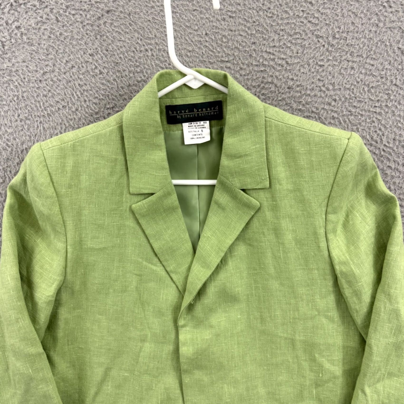 Vintage VINTAGE harvé benard Blazer Womens 6 Green Linen Open Front Jacket Head to Toe Preppy NWT Size M / US 6-8 / IT 42-44 - 3 Thumbnail