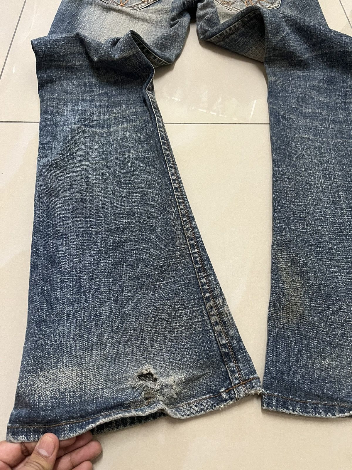 If Six Was Nine Flare Jeans Jessy Logan faded distressed low rise mud rusty Size US 30 / EU 46 - 12 Thumbnail