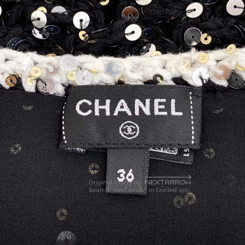 Chanel Chanel 23 black sequin diamond-encrusted cotton round-neck Size XS / US 0-2 / IT 36-38 - 5 Thumbnail