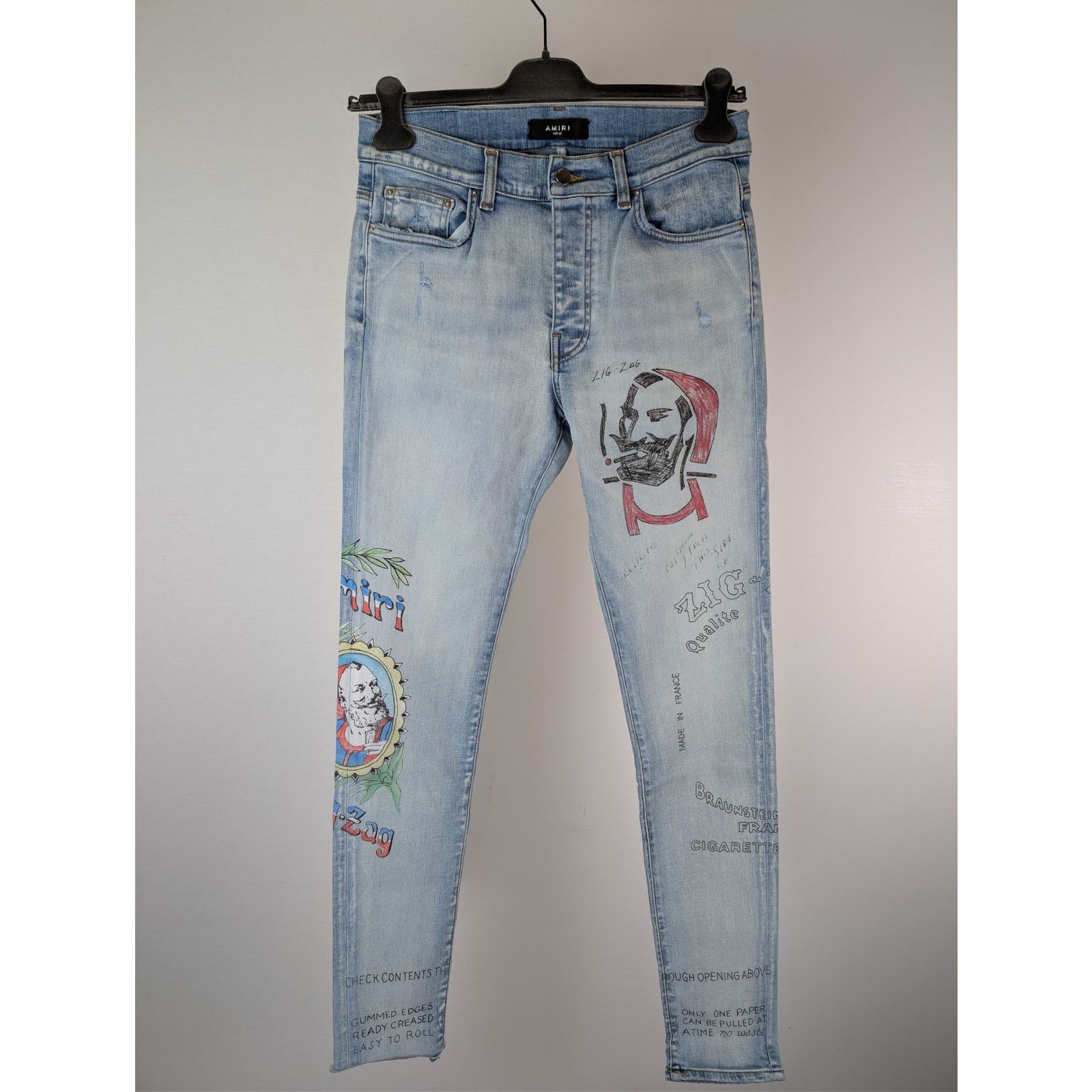 Amiri o1rshd1 Zig Zag Jean Denim Jeans in Light Indigo Size US 32 / EU 48 - 2 Thumbnail