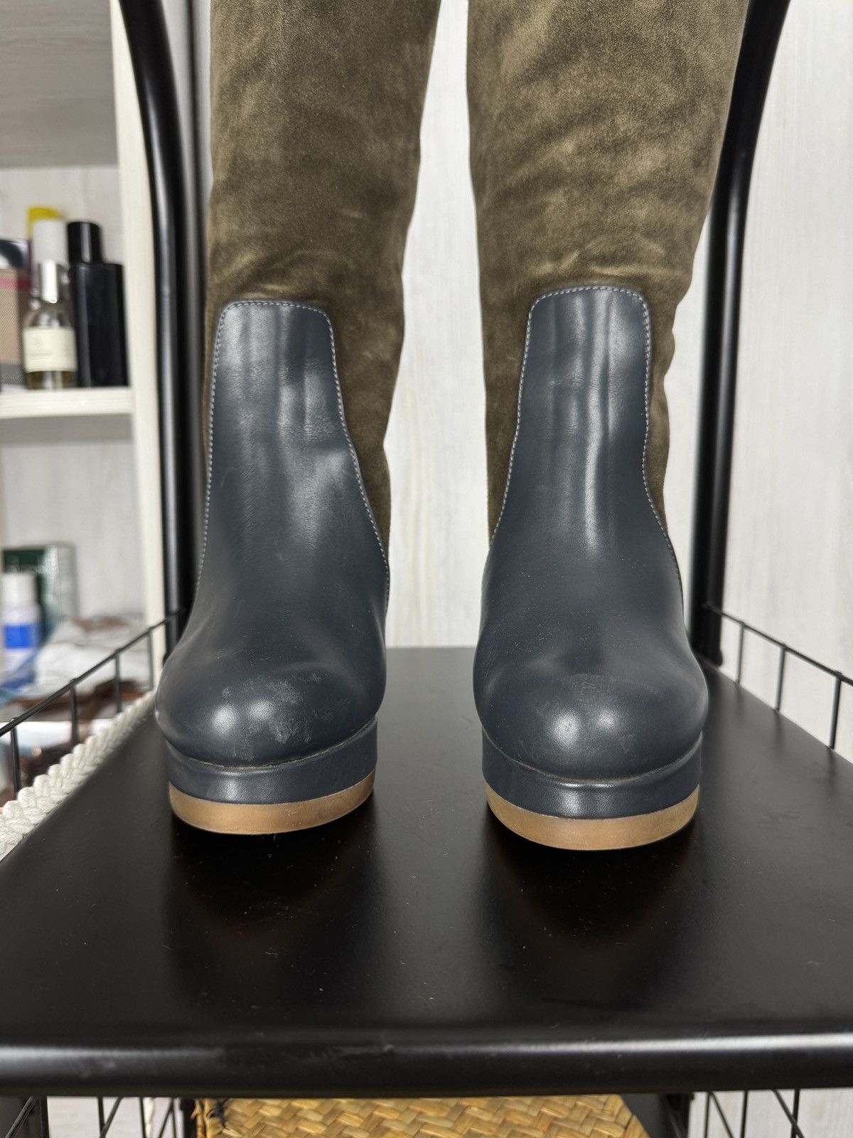 Jil Sander Jill Sander olive green suede and gray leather wedges Size US 6.5 / IT 36.5 - 7 Thumbnail