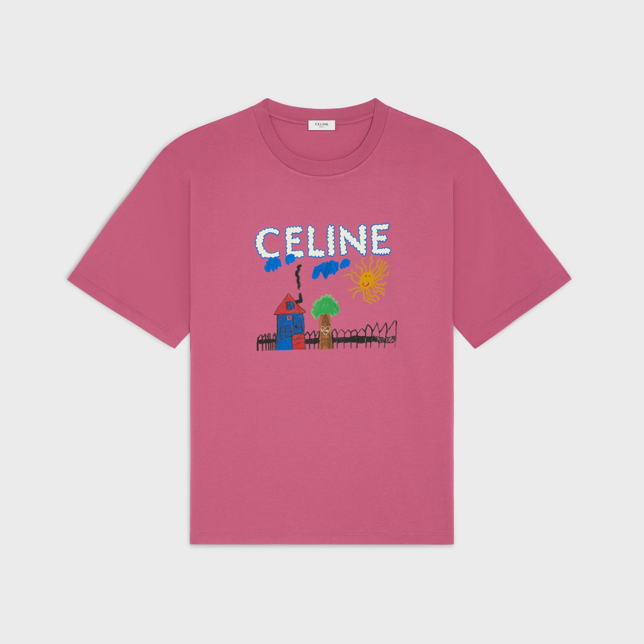 Celine loose t-shirt in cotton jersey dark pink/multicolor Size M / US 6-8 / IT 42-44 - 1 Thumbnail