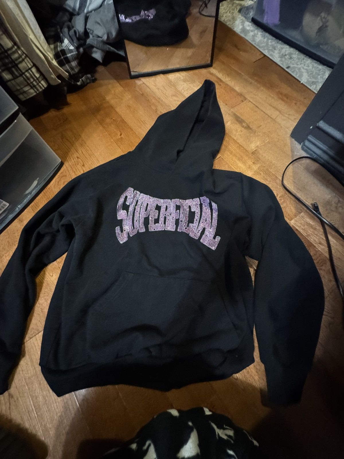 Authentic Superficial Rinestone Dead End Hoodie sz L