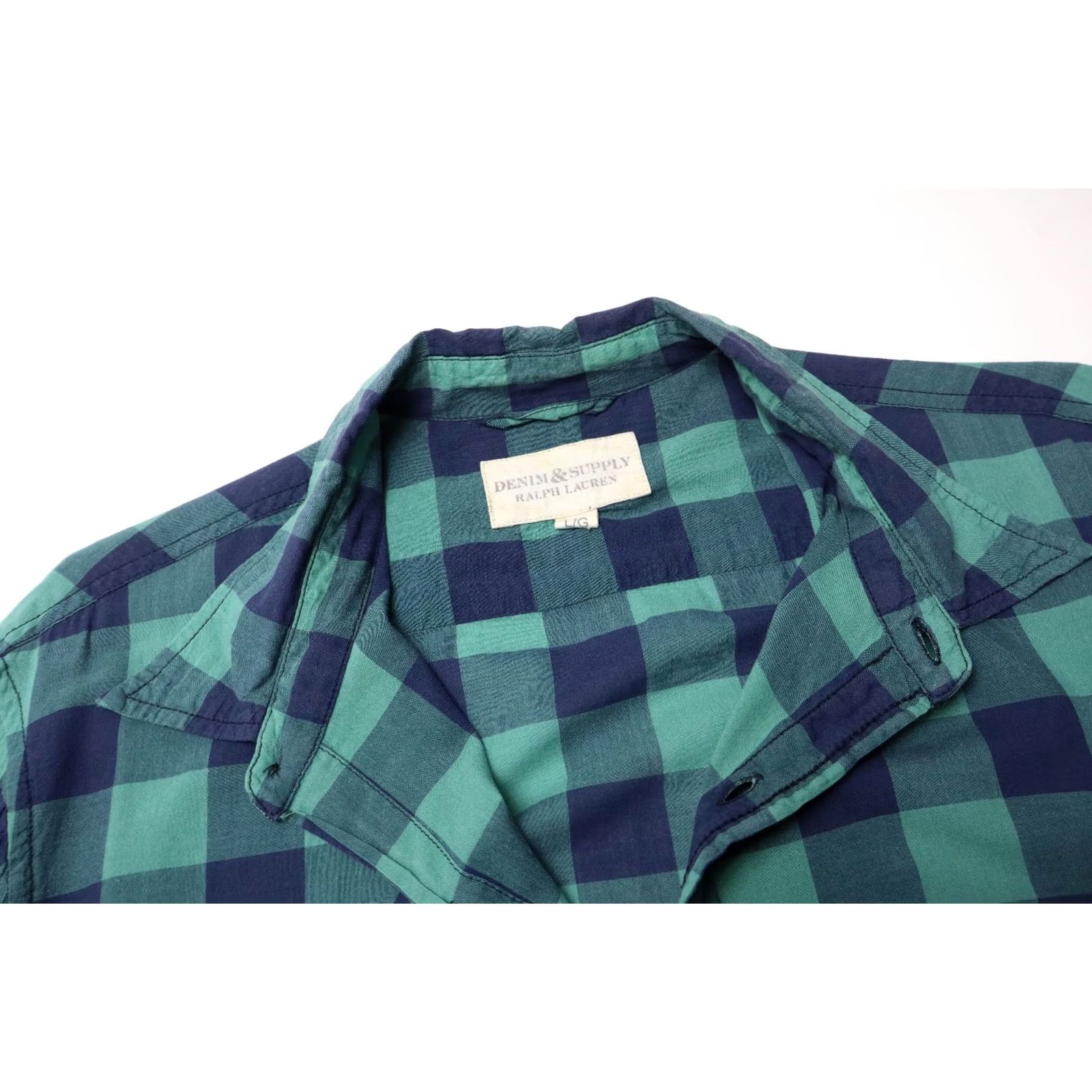 Vintage DENIM & SUPPLY RALPH LAUREN Shirt Men's LARGE Blue Check Patched Pockets Shirt Size US L / EU 52-54 / 3 - 4 Thumbnail