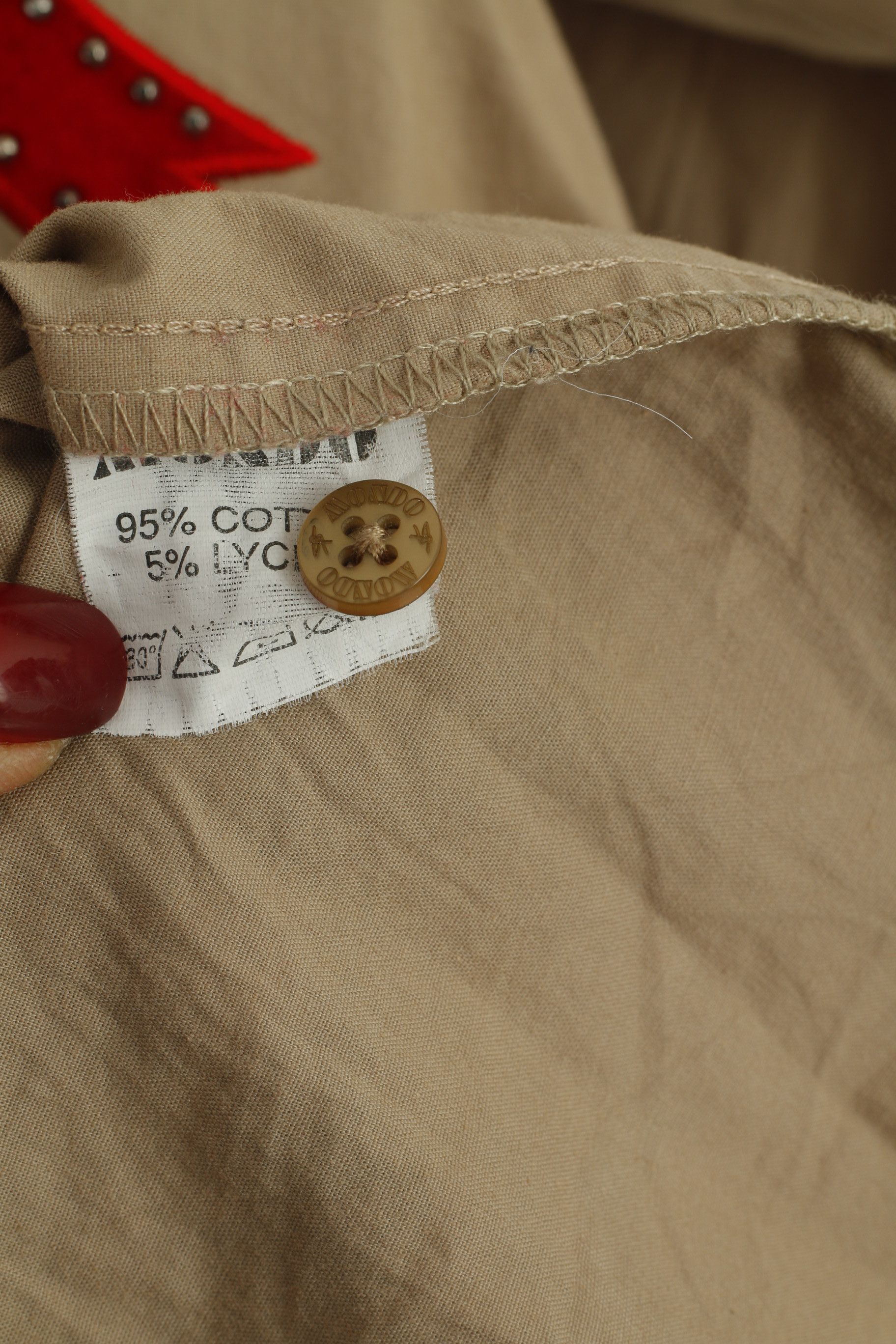 Vintage MONDO Men M Casual Shirt Beige Cotton Lycra 3229 Size US M / EU 48-50 / 2 - 7 Thumbnail