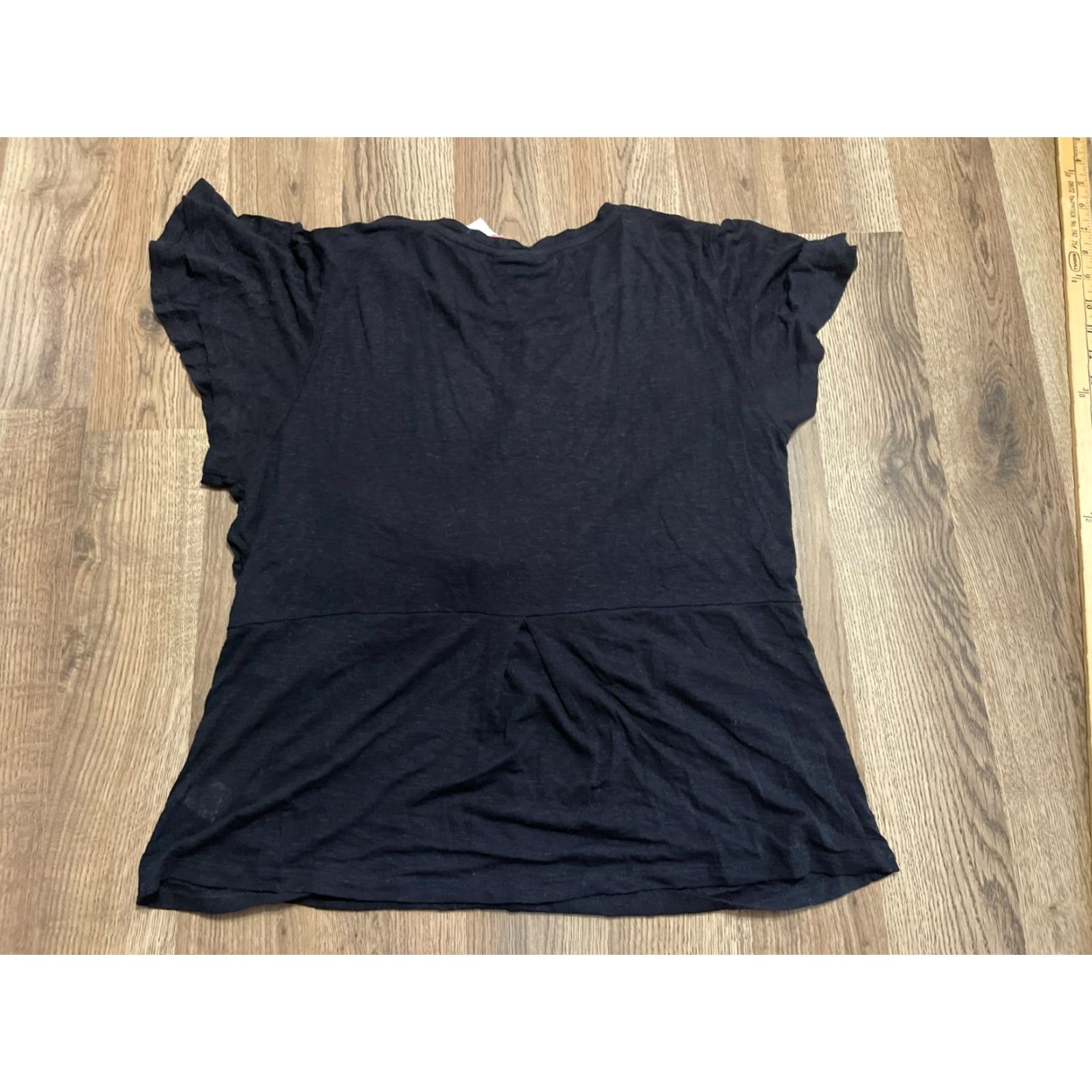 Vintage Bobeau Shirt Womens Large Black Tie on Front Short Sleeve NWT Size L / US 10 / IT 46 - 2 Thumbnail