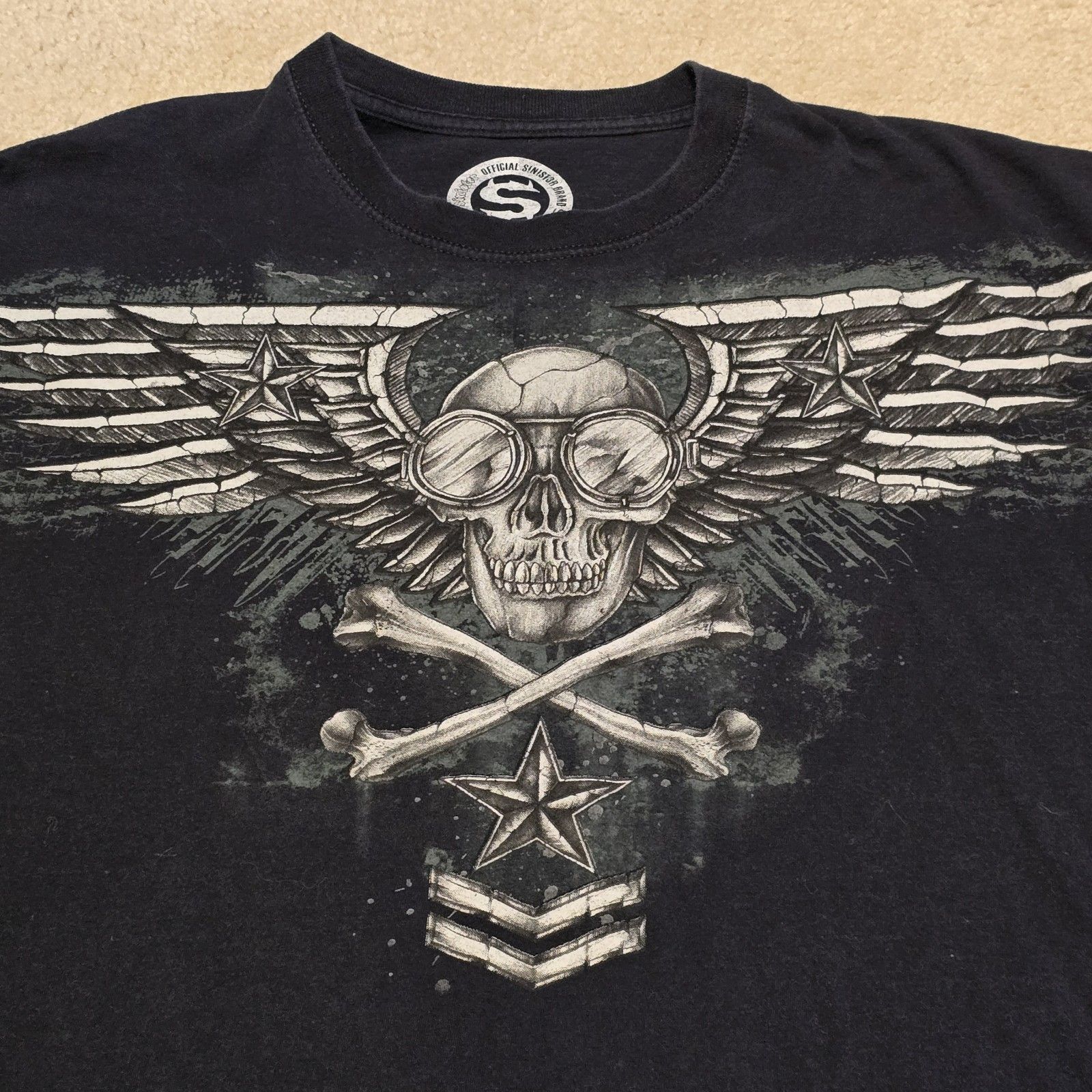 Other Sinister Brand Skull Wings Crossbones Star Graphic T-Shirt Size US XL / EU 56 / 4 - 4 Thumbnail