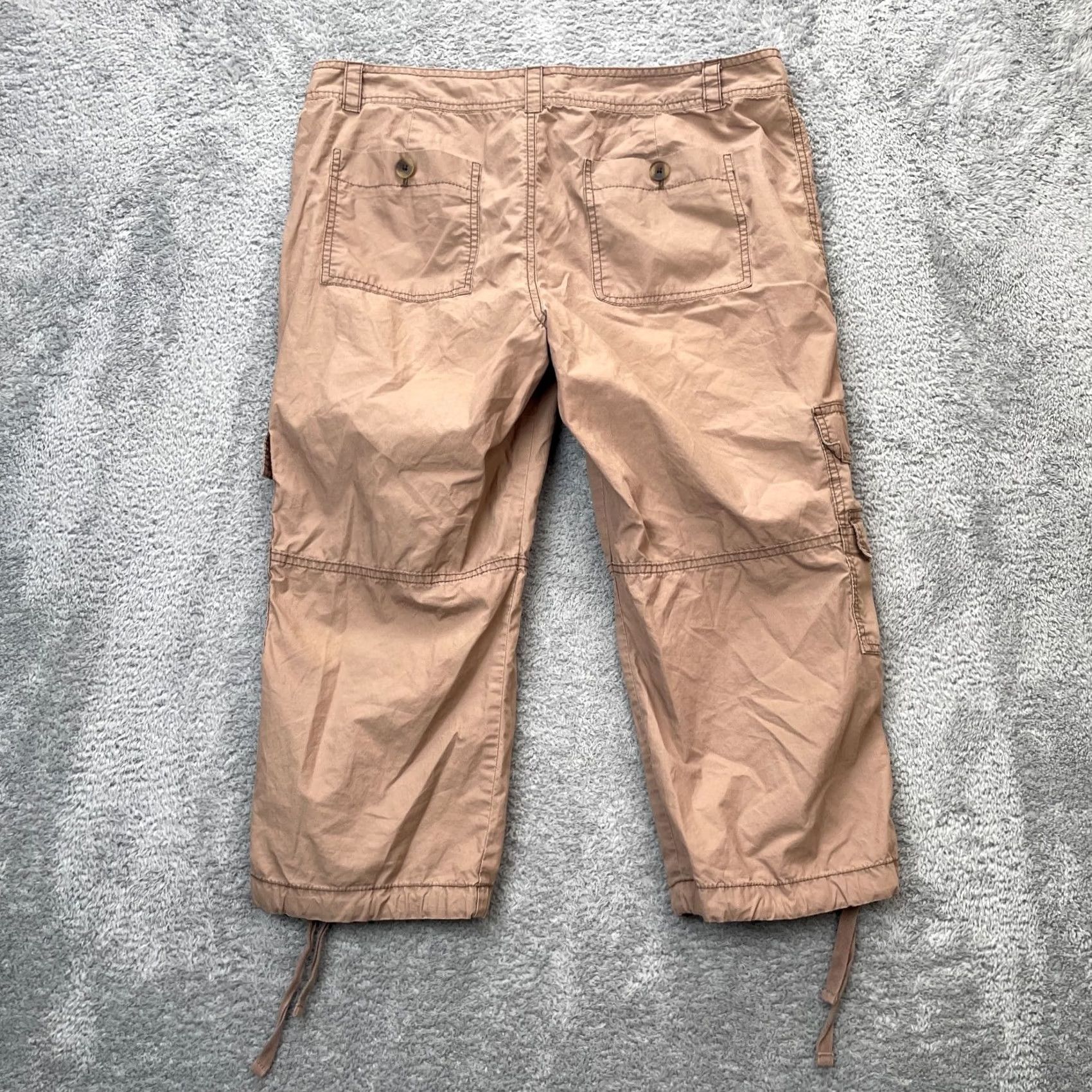 Ann Taylor Ann Taylor Pants Womens 10 Brown Capri Cargo Pockets Cotton Drawcord Hem Straight Inseam 20 in Casual Workwear Beach City Preppy Womens Size 32" / US 10 / IT 46 - 2 Thumbnail