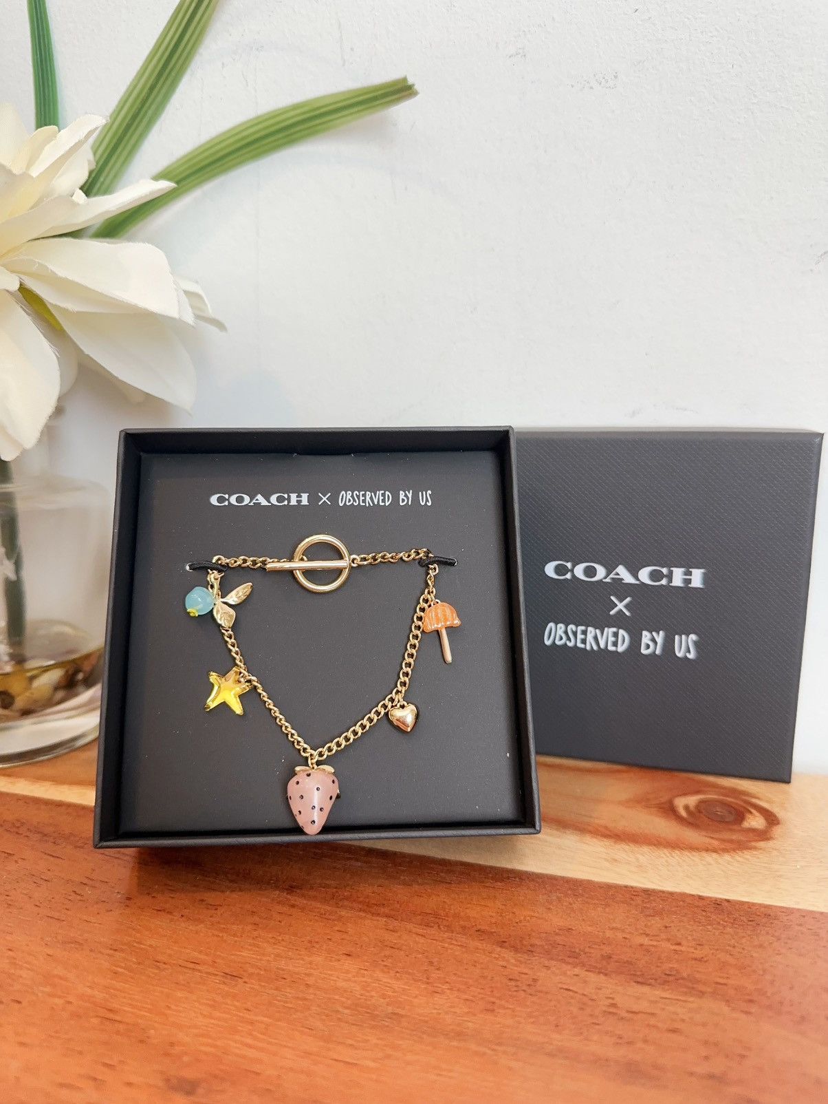 Coach NWT Coach Strawberry Heart Charm Bracelet Size ONE SIZE - 3 Thumbnail