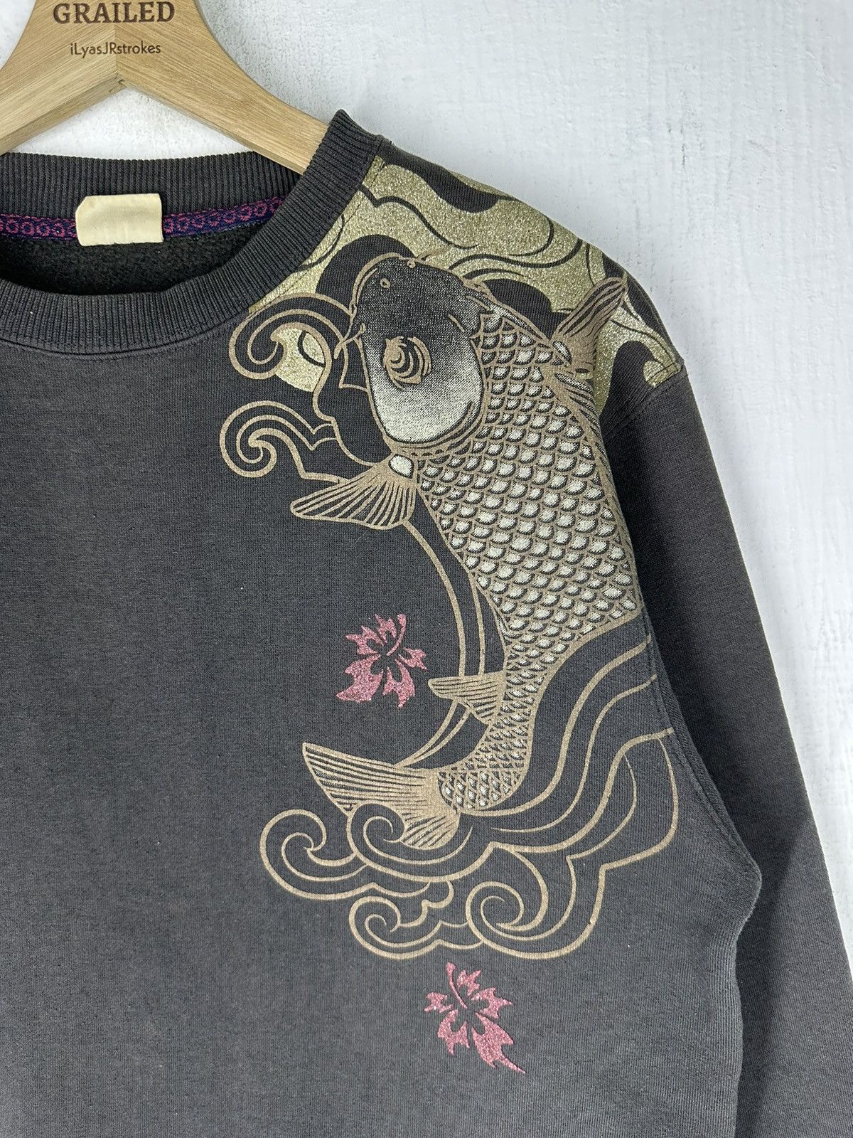Bullet Noise Vintage Sukajan Japanese Design Koi Fish Sweatshirt Size US S / EU 44-46 / 1 - 4 Thumbnail