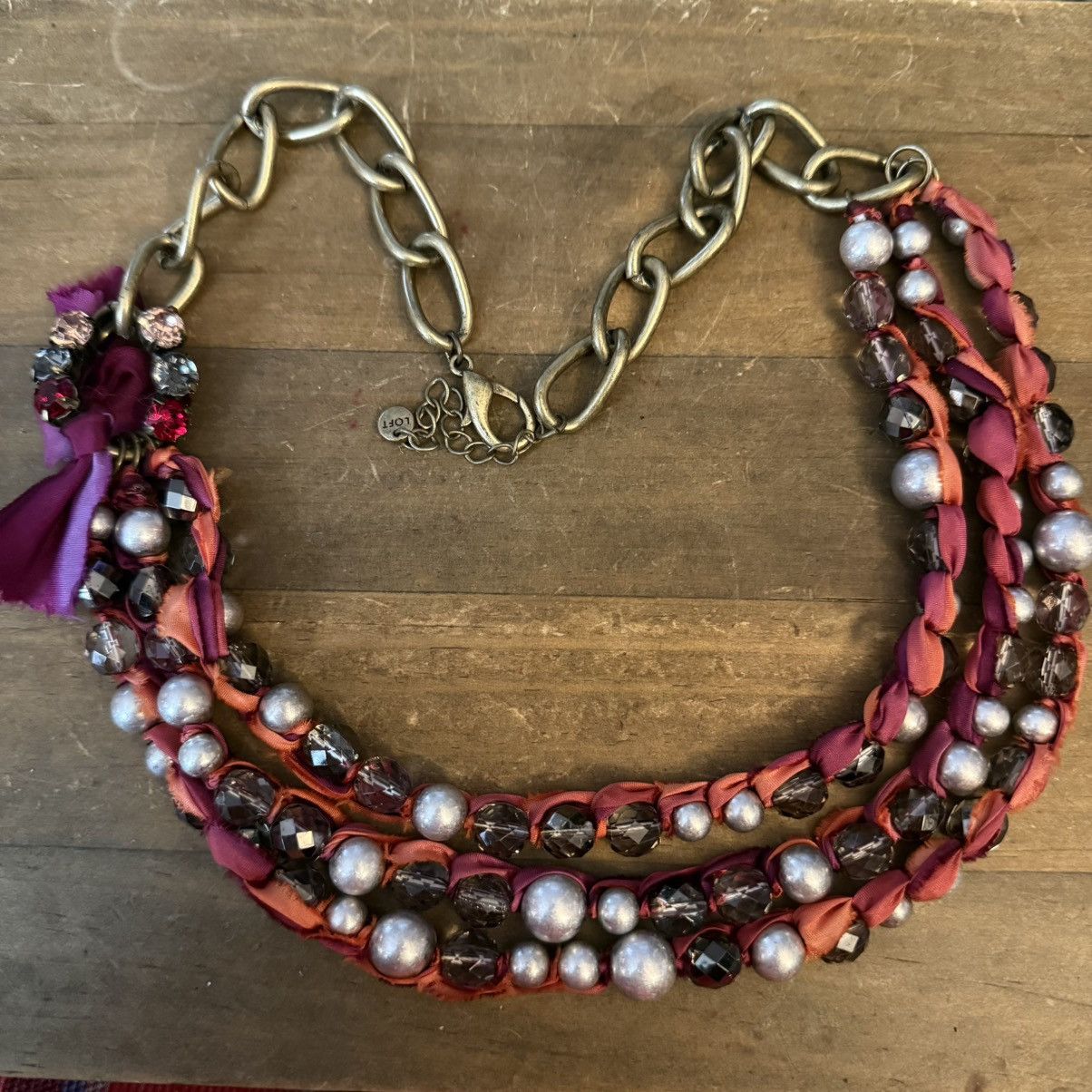 Loft Loft ribbon woven layered bead statement necklace Size ONE SIZE - 2 Thumbnail