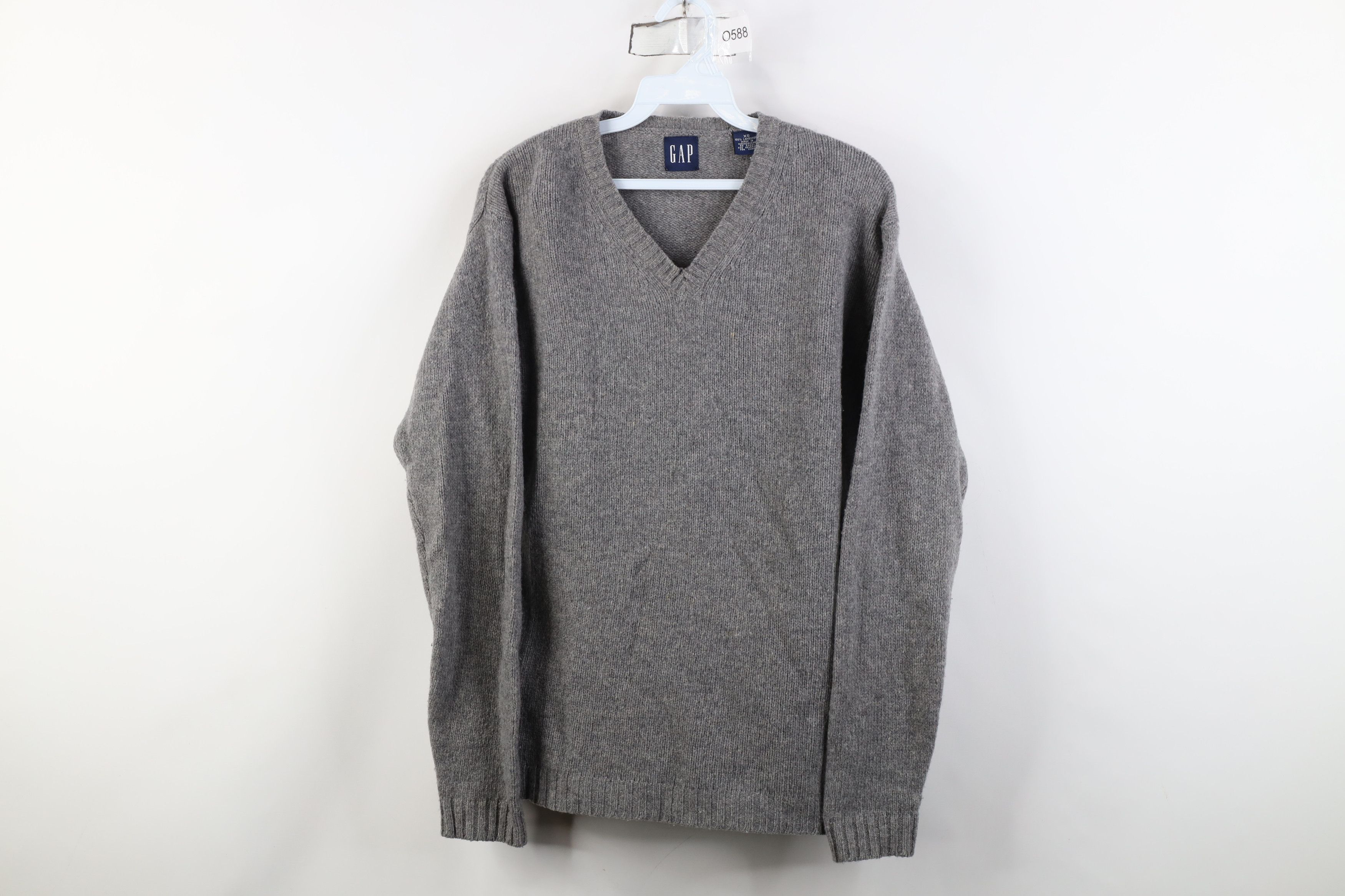 Gap Vintage 90s Y2K Gap Ribbed Knit V-Neck Sweater Gray Size US XS / EU 42 / 0 - 1 Thumbnail