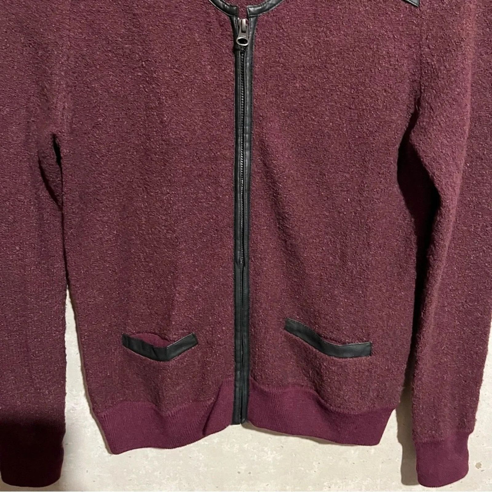 Other Halogen Jacket Dark Wine Red Faux Leather Trim Size M / US 6-8 / IT 42-44 - 2 Thumbnail