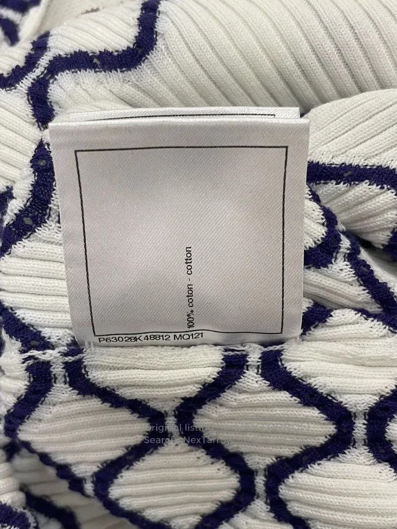 Chanel Chanel Blue White Plaid Collar Knit T-shirt. Size US M / EU 48-50 / 2 - 7 Thumbnail
