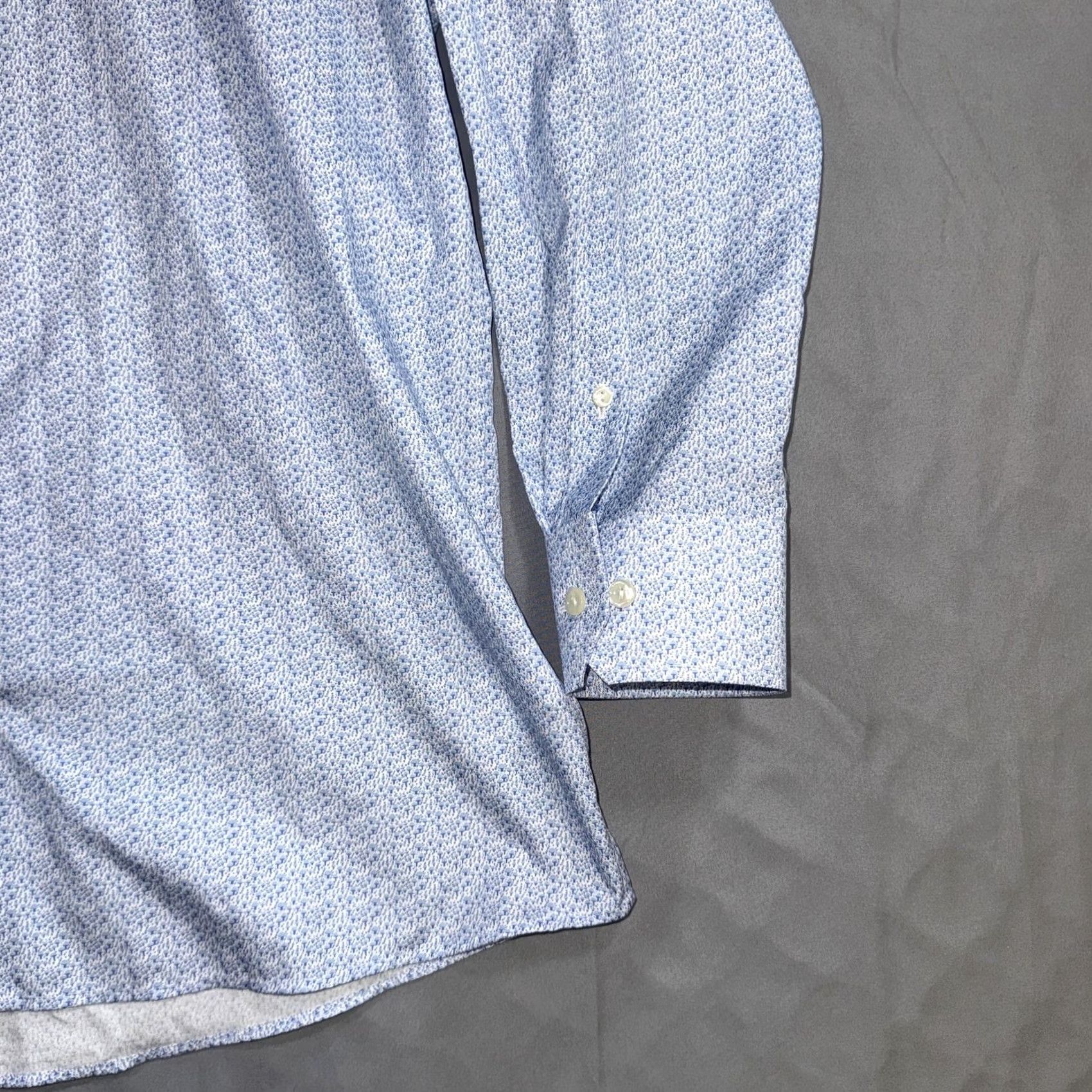 Eton Eton Dress Shirt Mens 42 Blue Geometric Microprint Long Sleeve Contemporary Regular Shirt Mens Size 42R - 5 Thumbnail
