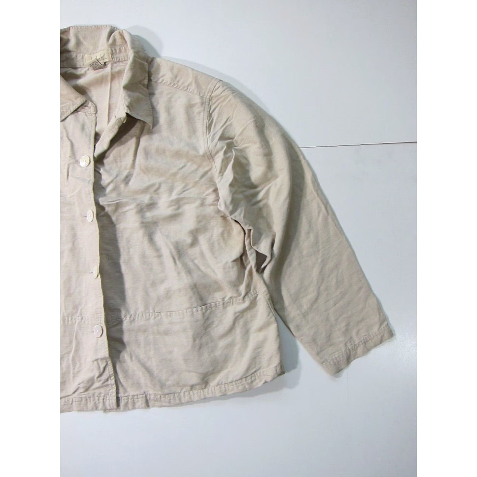 Vintage Linden Hill 100% Silk Beige Brown Button Down Pocket Tunic Blouse Shirt Women XL Size XL / US 12-14 / IT 48-50 - 6 Thumbnail