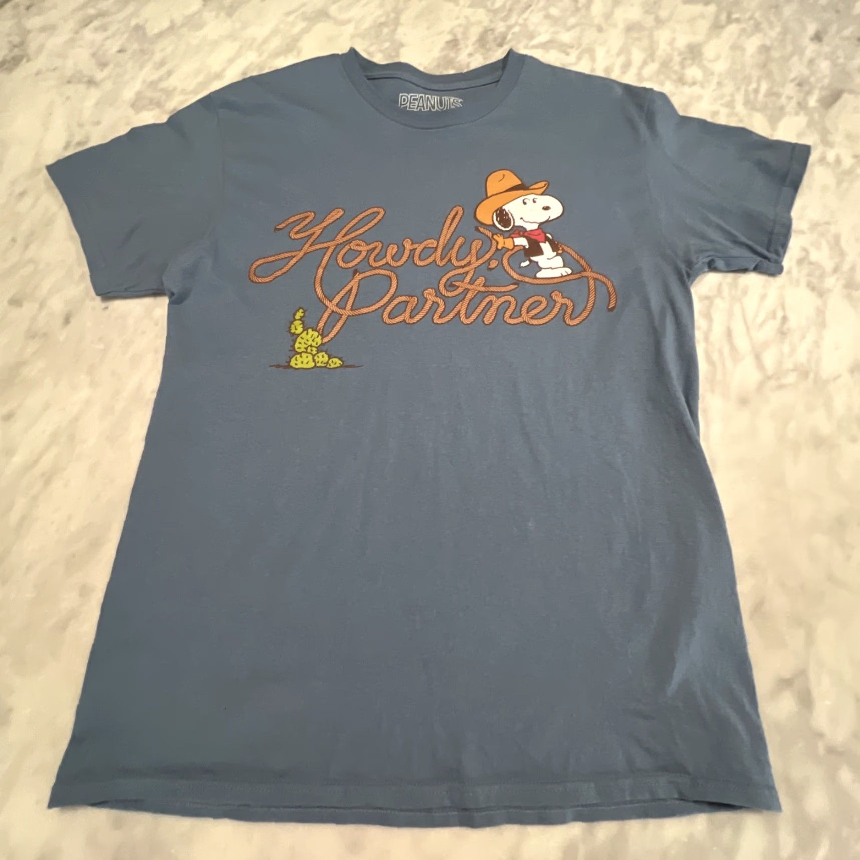 Peanuts Peanuts Snoopy Cowboy Howdy Partner T Shirt Medium Cotton Unisex Adults Shirt Crew Neck Short Sleeve Blue Size US M / EU 48-50 / 2 - 3 Thumbnail
