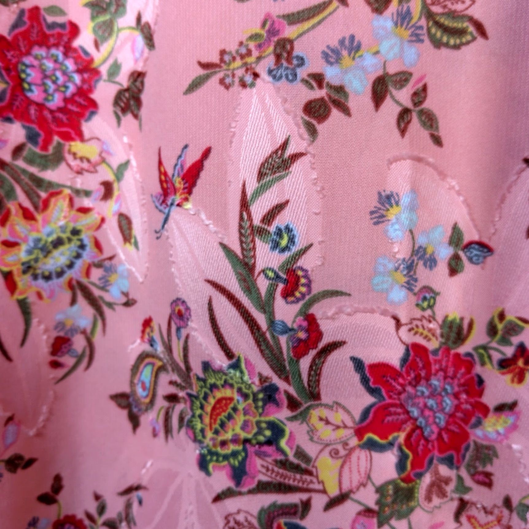 Loft Loft Blouse Shirt XXS Petite Pink Floral Long Balloon Sleeve Semi Sheer Textured Size XXS / US 00 / IT 34 - 5 Thumbnail