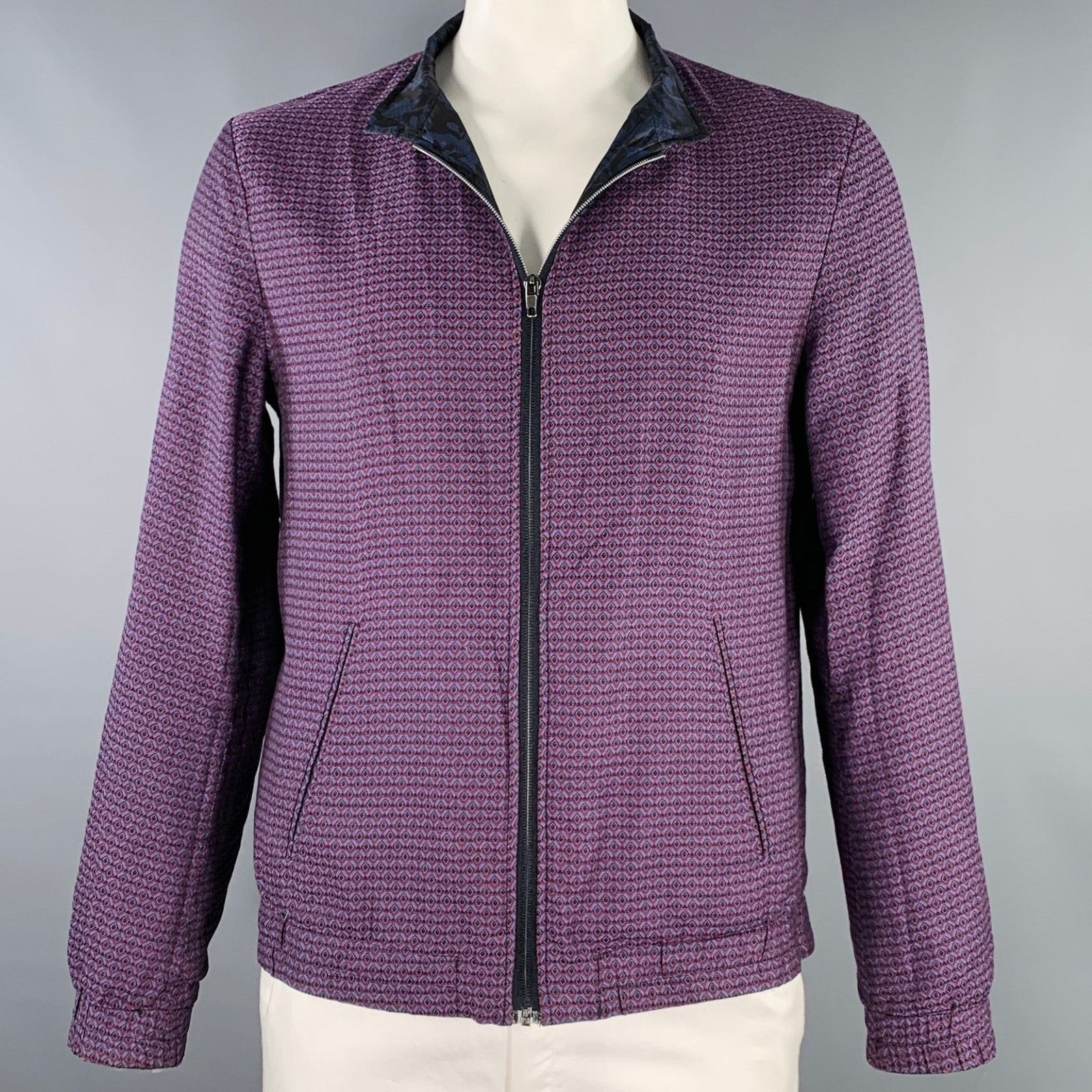 Etro ETRO Blue Black Multi Color Polyester Reversible Jacket Size US L / EU 52-54 / 3 - 2 Thumbnail