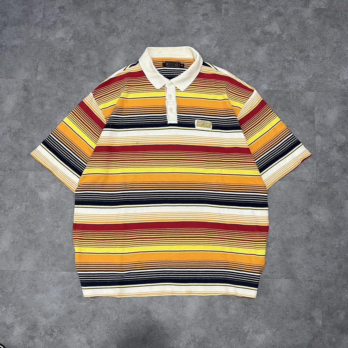 Coogi × Vintage COOGI Short Sleeve Polo Shirt Yellow, Red, Black Striped Size US XXL / EU 58 / 5 - 1 Thumbnail