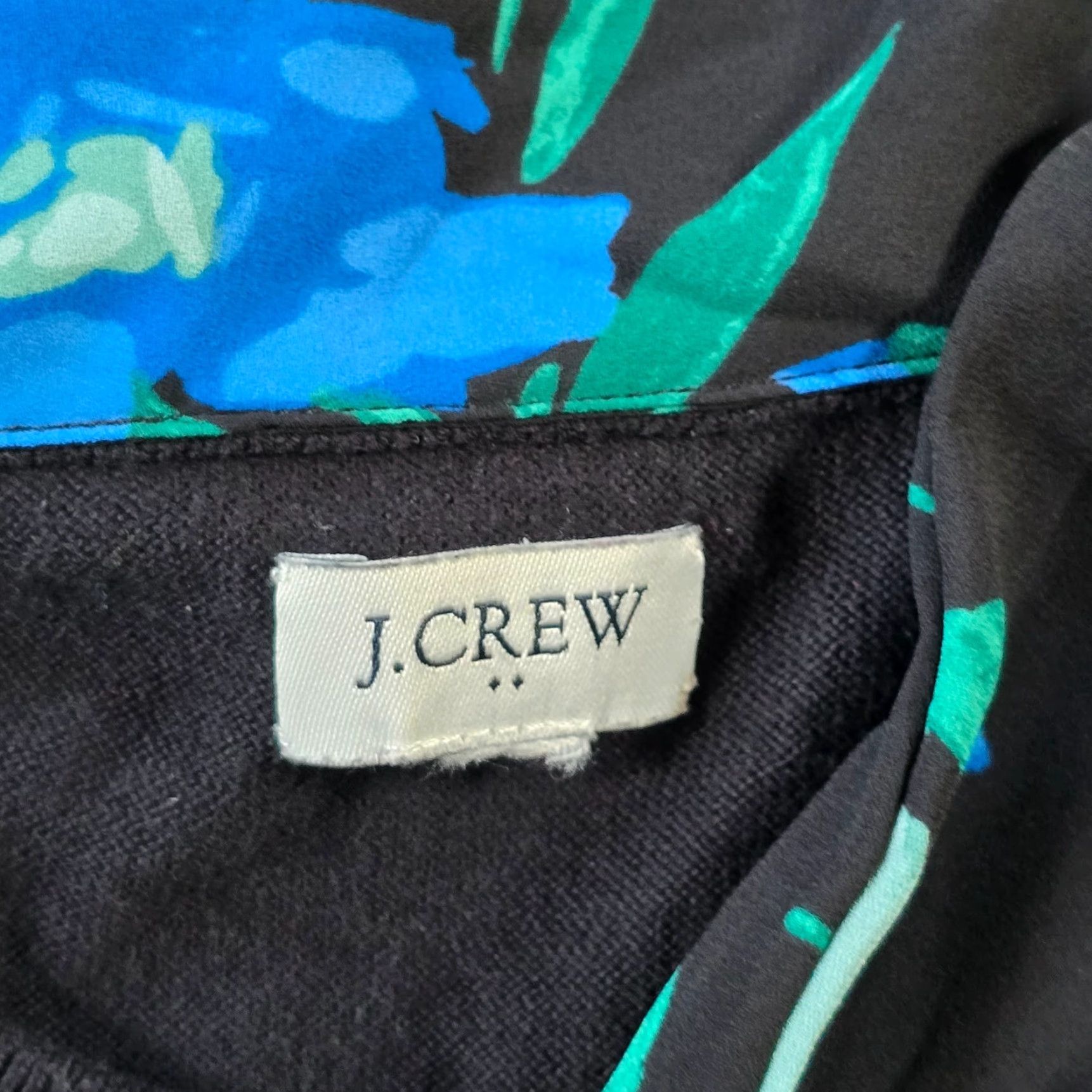 J.Crew J.CREW Sweater Womens Medium Black Green Floral Neck Tie Knit Long Sleeve Career Shirt/Top Size M / US 6-8 / IT 42-44 - 3 Thumbnail