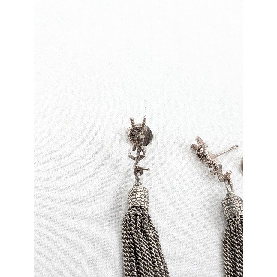 Saint Laurent Paris o1rshd1 Size: OS / Metal Brass Earrings in Argent Oxyde Size ONE SIZE - 4 Thumbnail