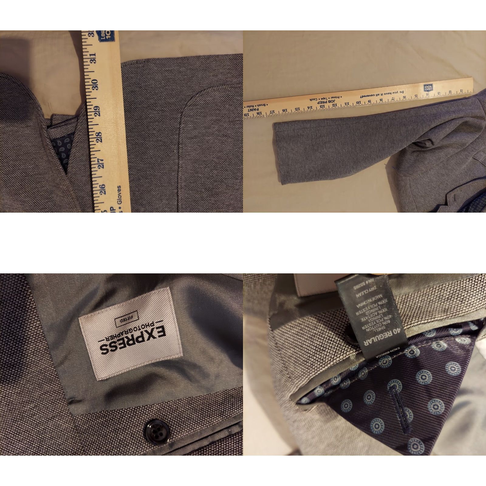 Express Express Mens Blazer Jacket 40R Gray Cotton 2 Piece Cotton Blazer Mens Regular Size 40 Gray Express Jacket Blazer Mens 40R Gray Cotton 2 Piece Blazer Size 40R - 8 Thumbnail